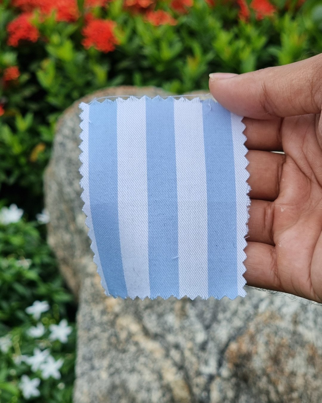 Sky Blue & White Stripe Italian Cotton Shirt - Additional view 4
