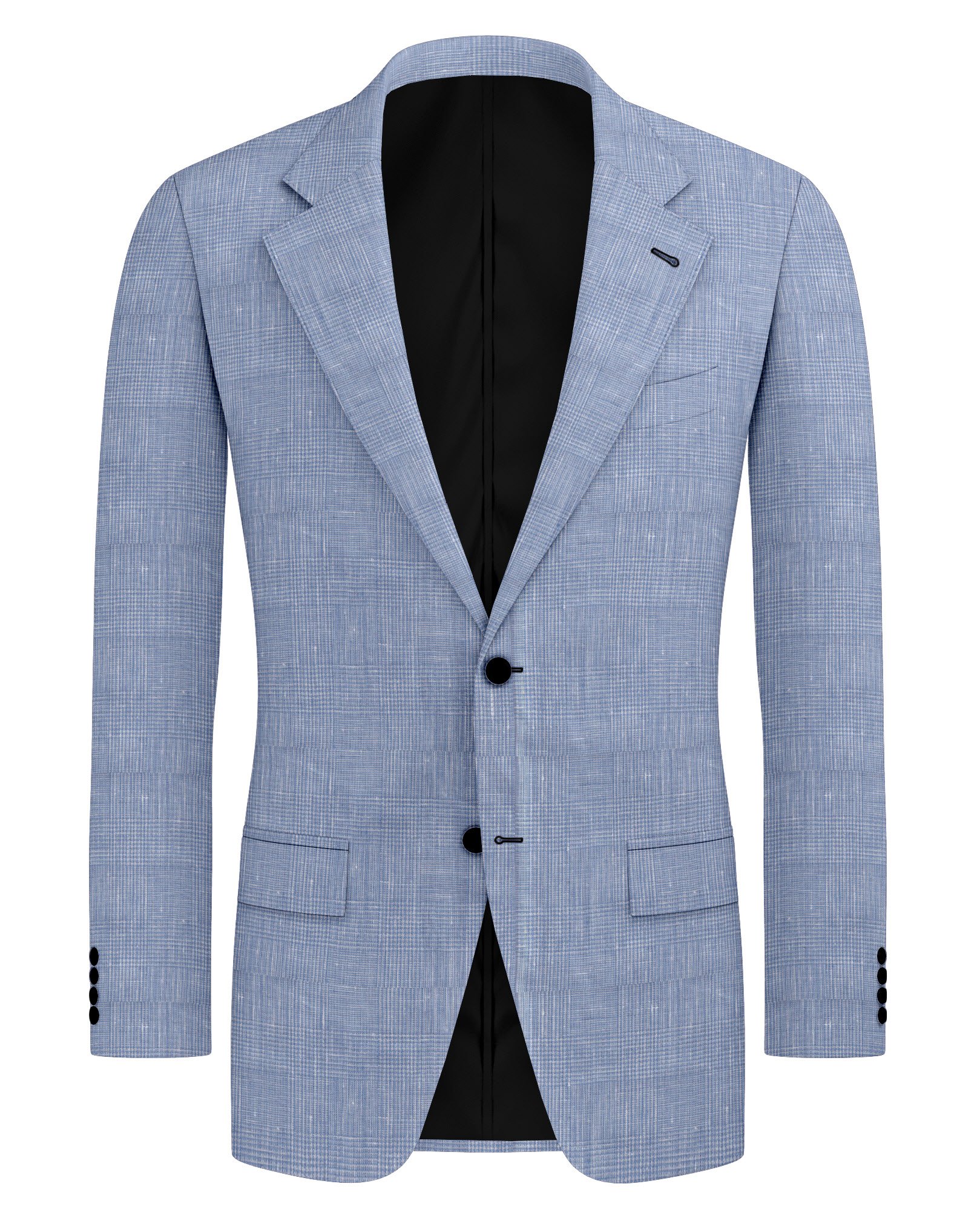 Light Sky Blue Check Linen Suit - Additional view 6