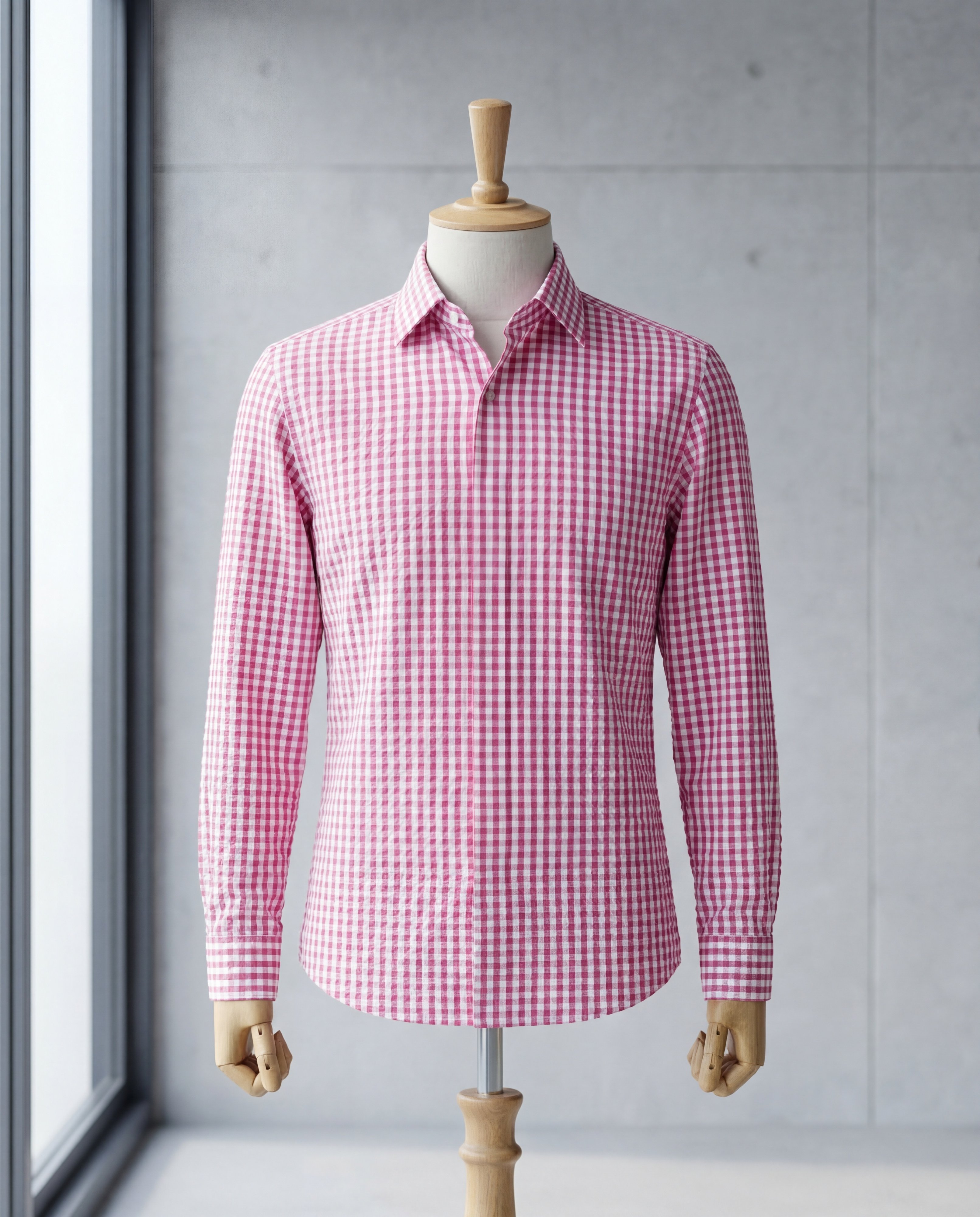 Deep Pink Gingham Seersucker - Additional view 2