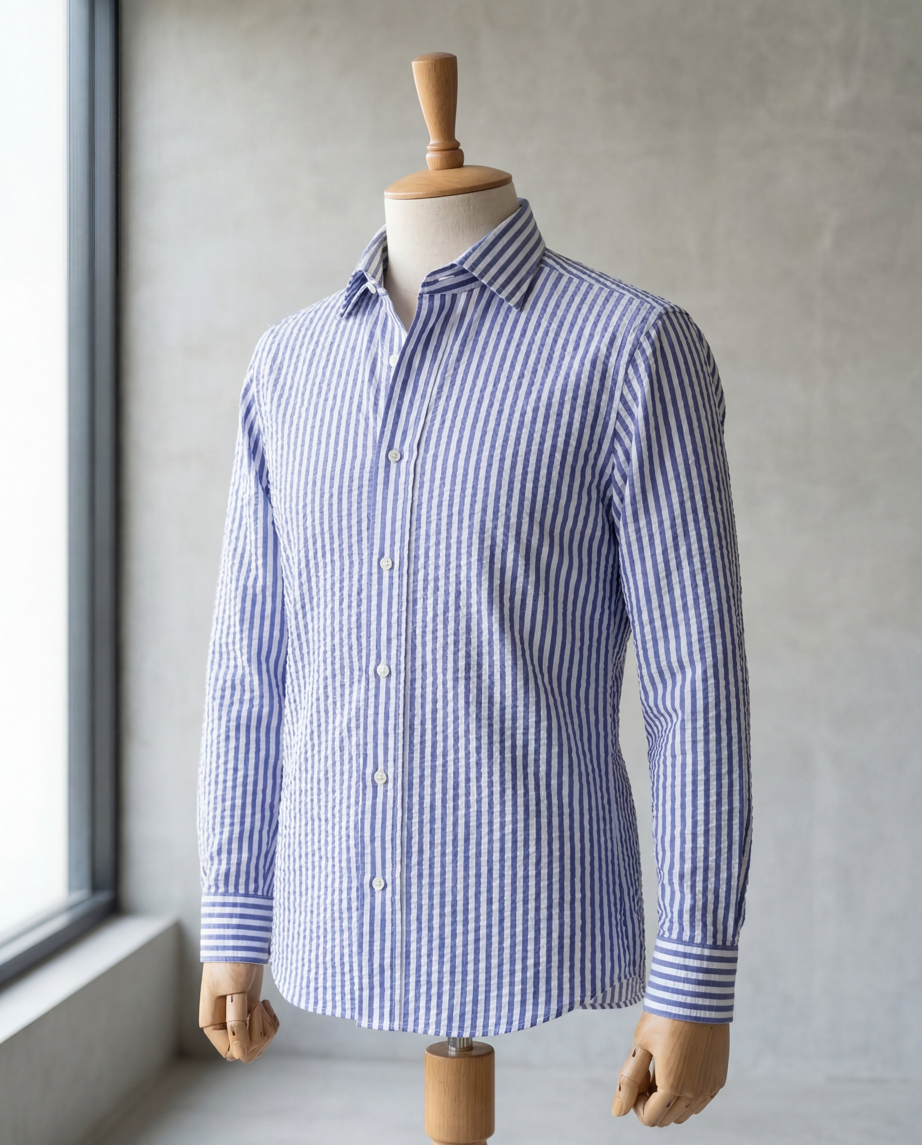 Ocean Blue Striped Seersucker - Additional view 4