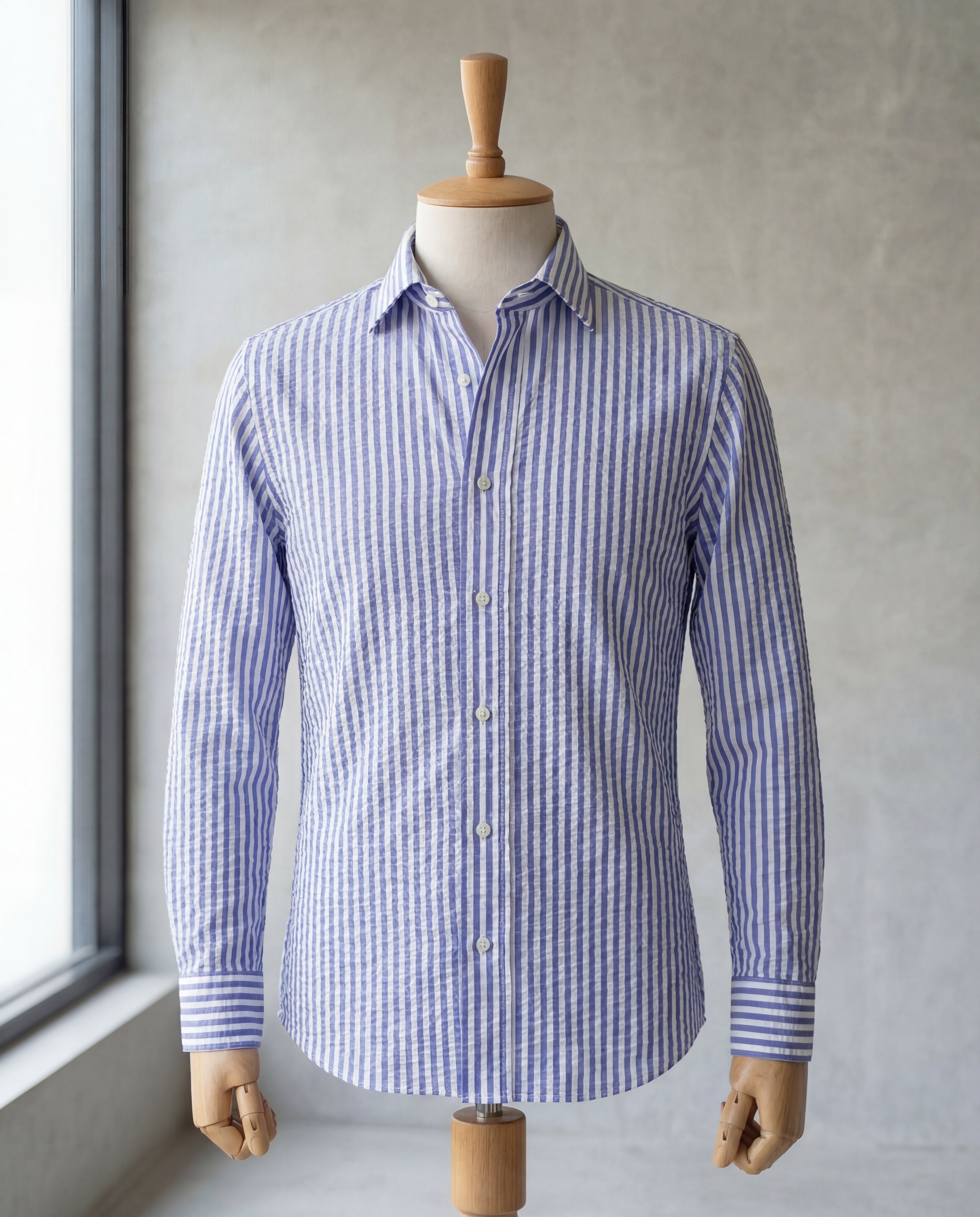 Ocean Blue Striped Seersucker - Additional view 2