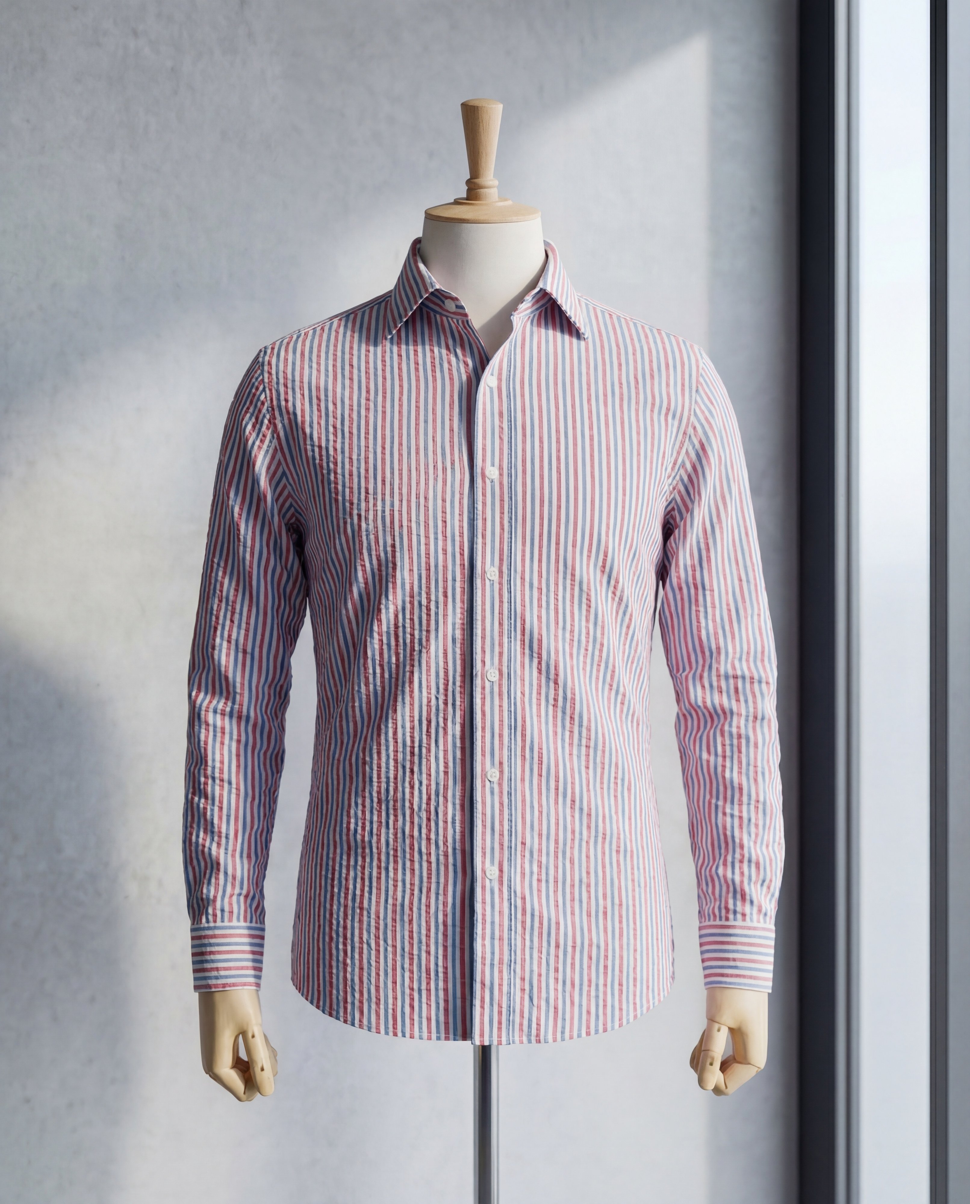 Red & Gray Striped Seersucker - Additional view 3