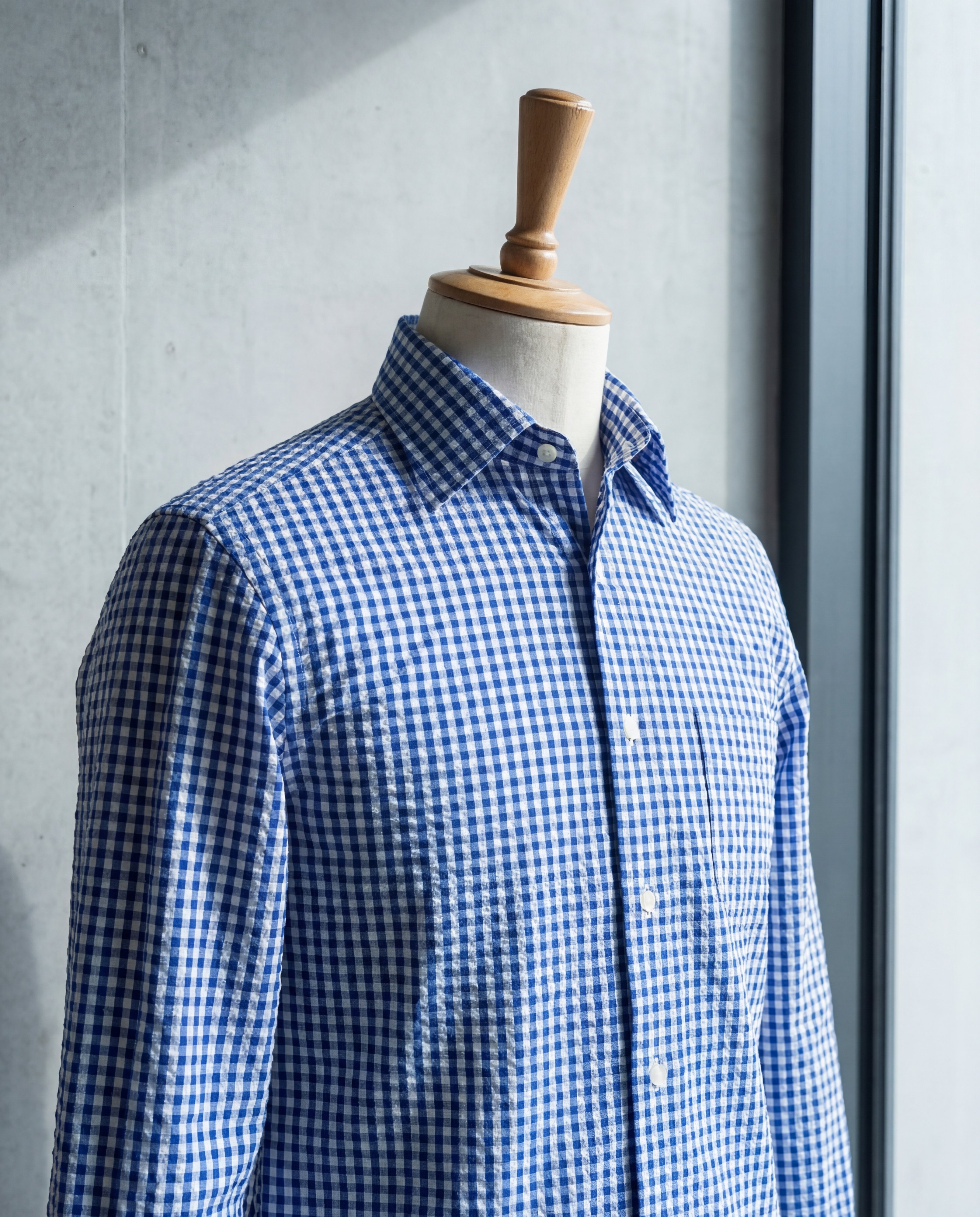 Sky Blue Gingham Seersucker - Additional view 2