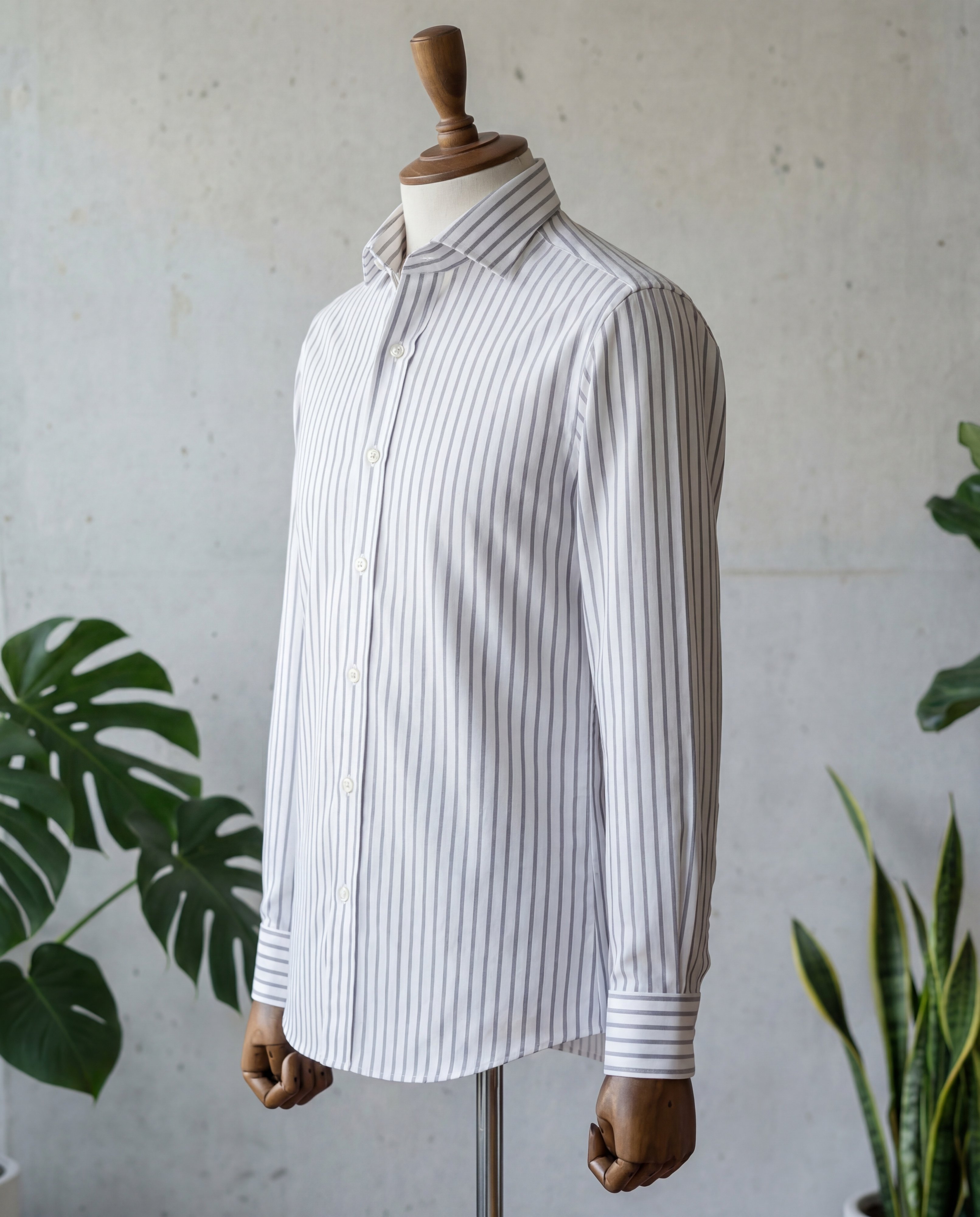 Grey Bengal Stripe Cotton Shirt - Additional view 3