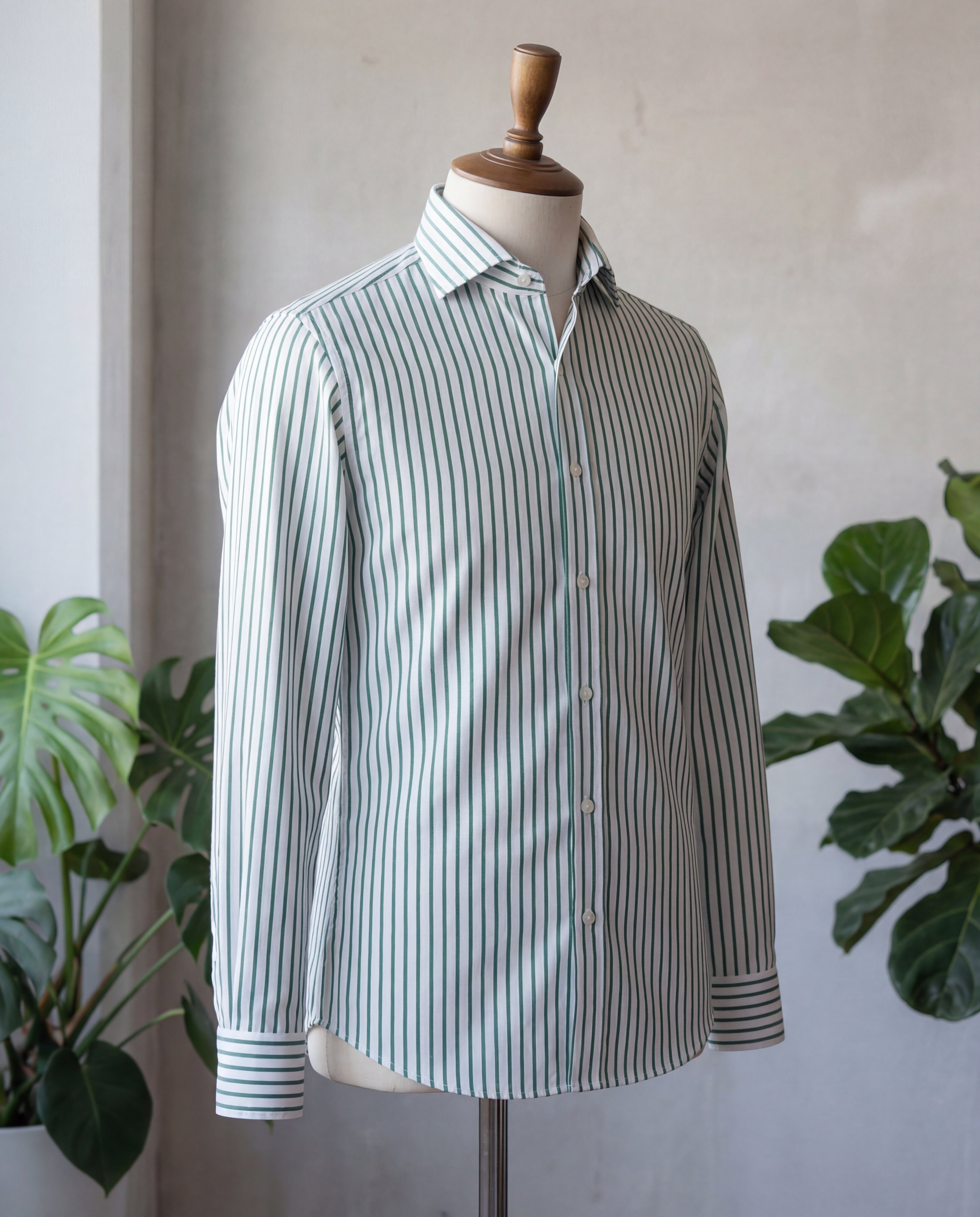 Green Bengal Stripe Cotton Shirt - Additional view 1