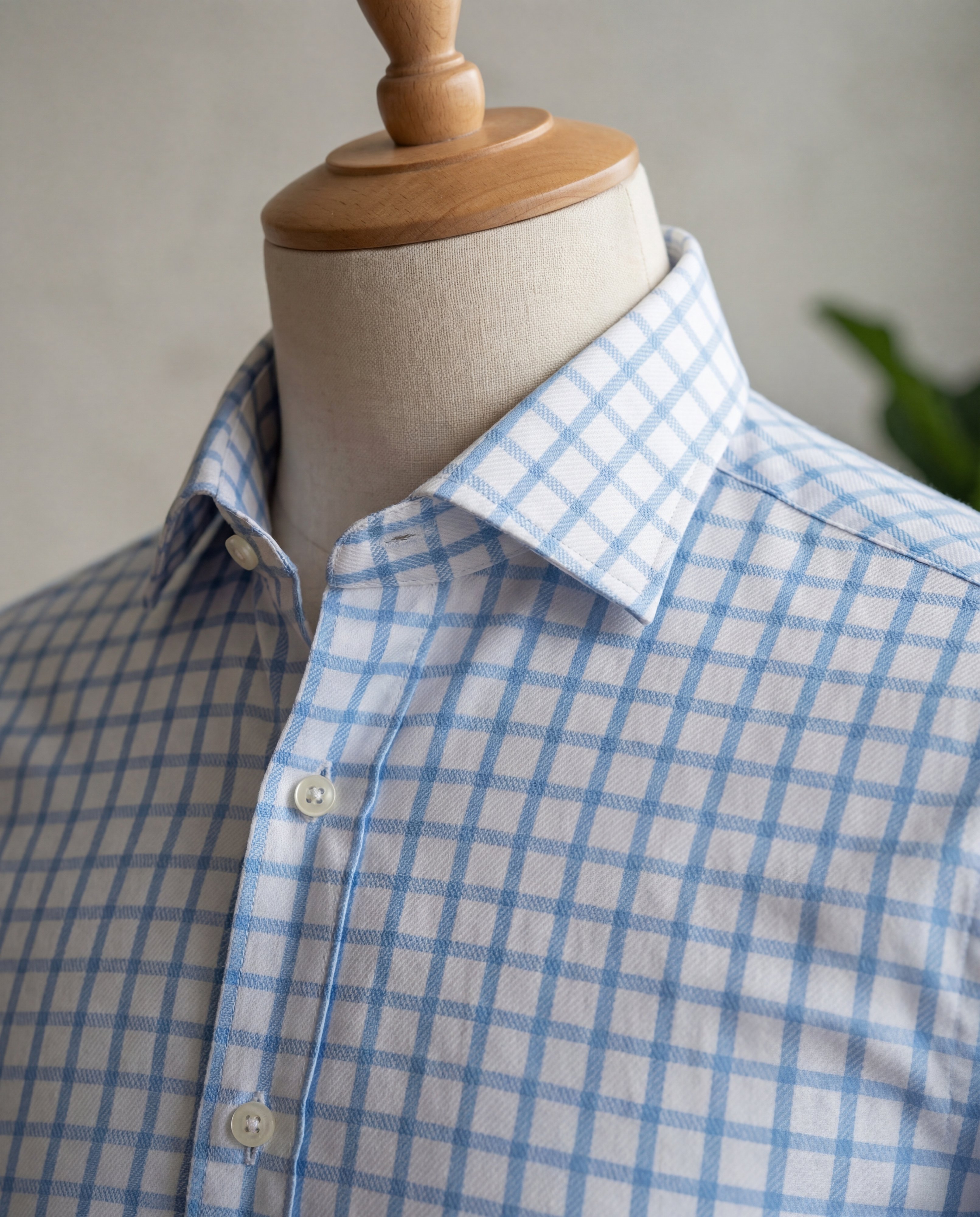 Light Blue Windowpane Cotton Shirt - Additional view 1
