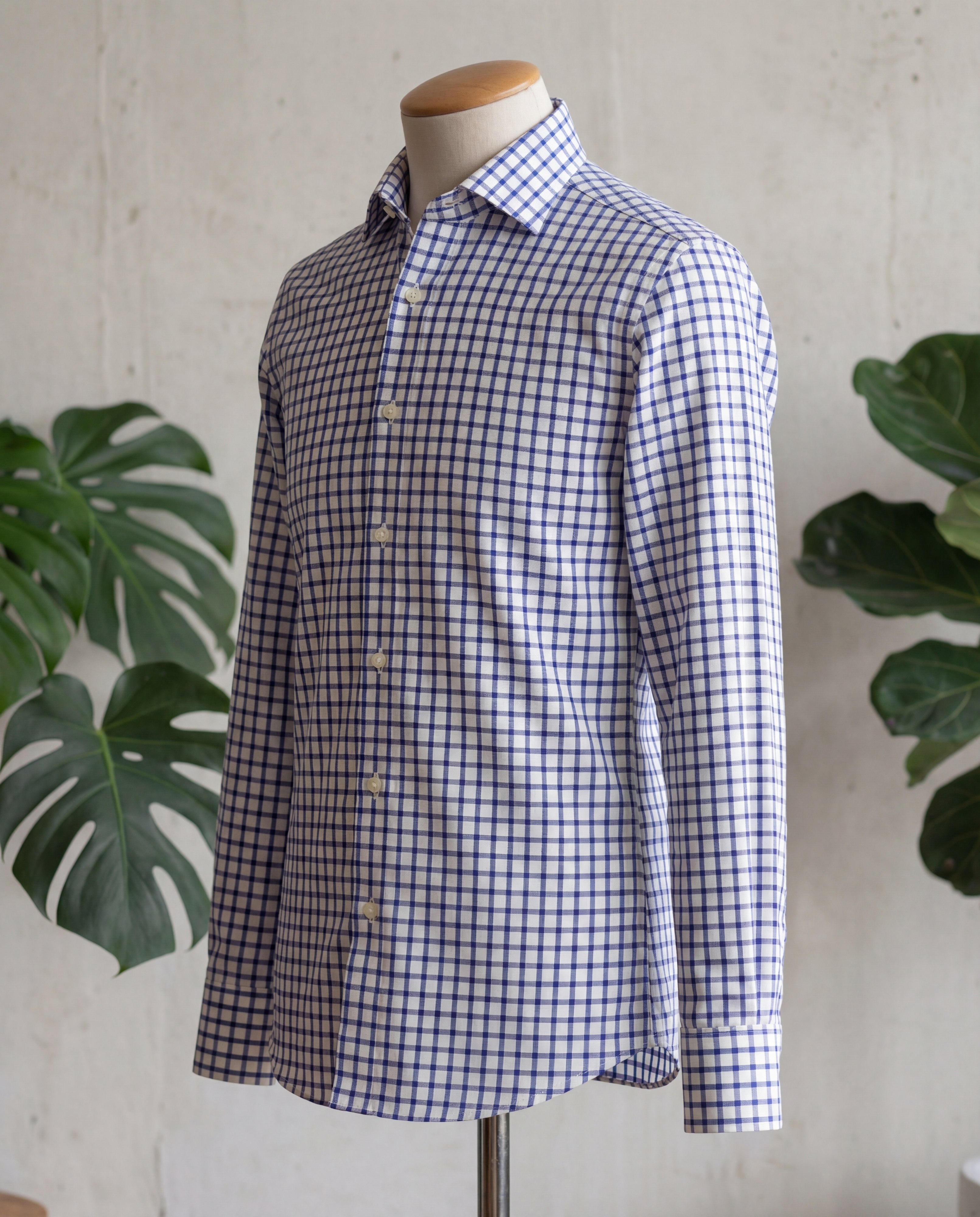 Navy Windowpane Cotton Shirt - Additional view 2