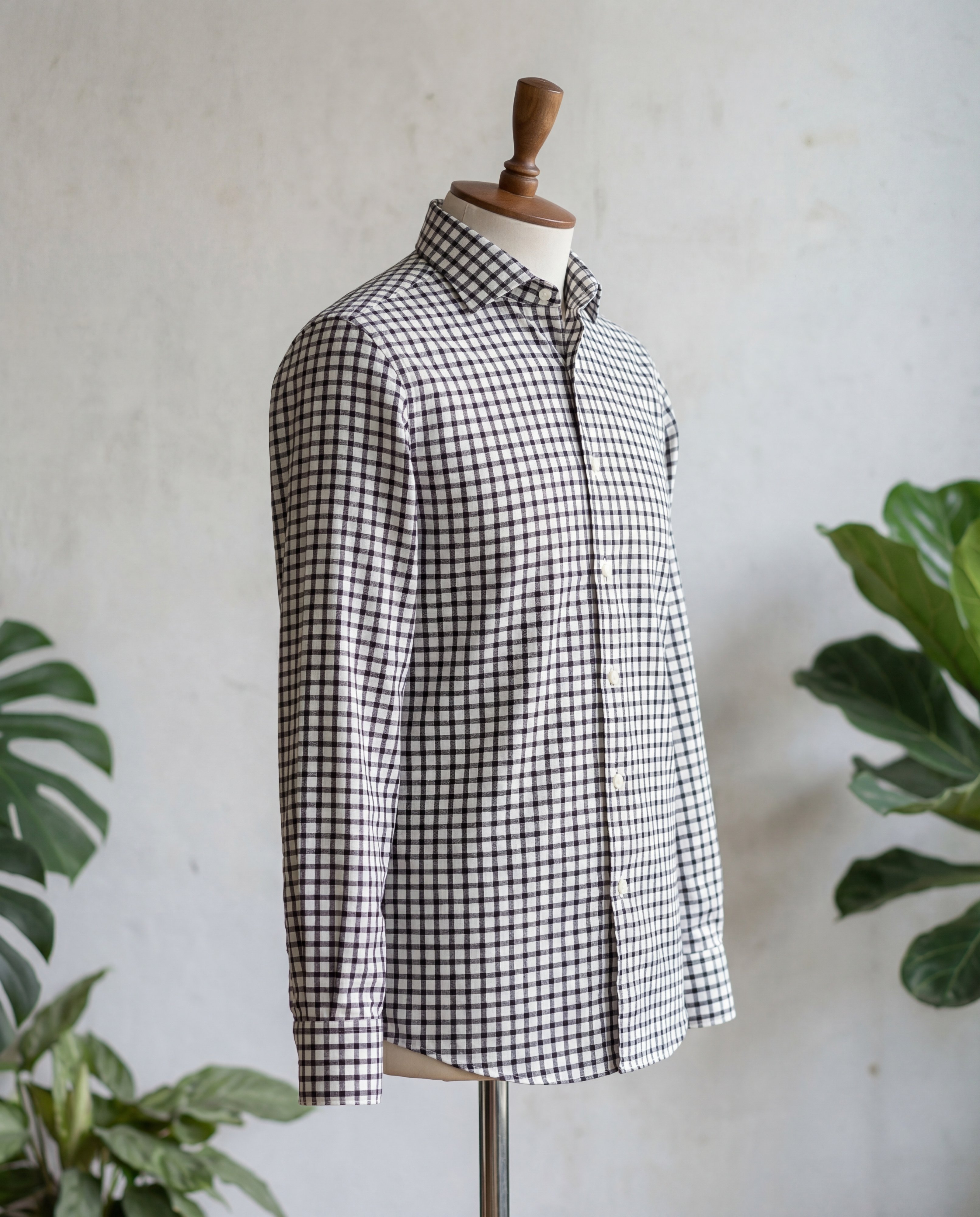 Black Windowpane Cotton Shirt - Additional view 1