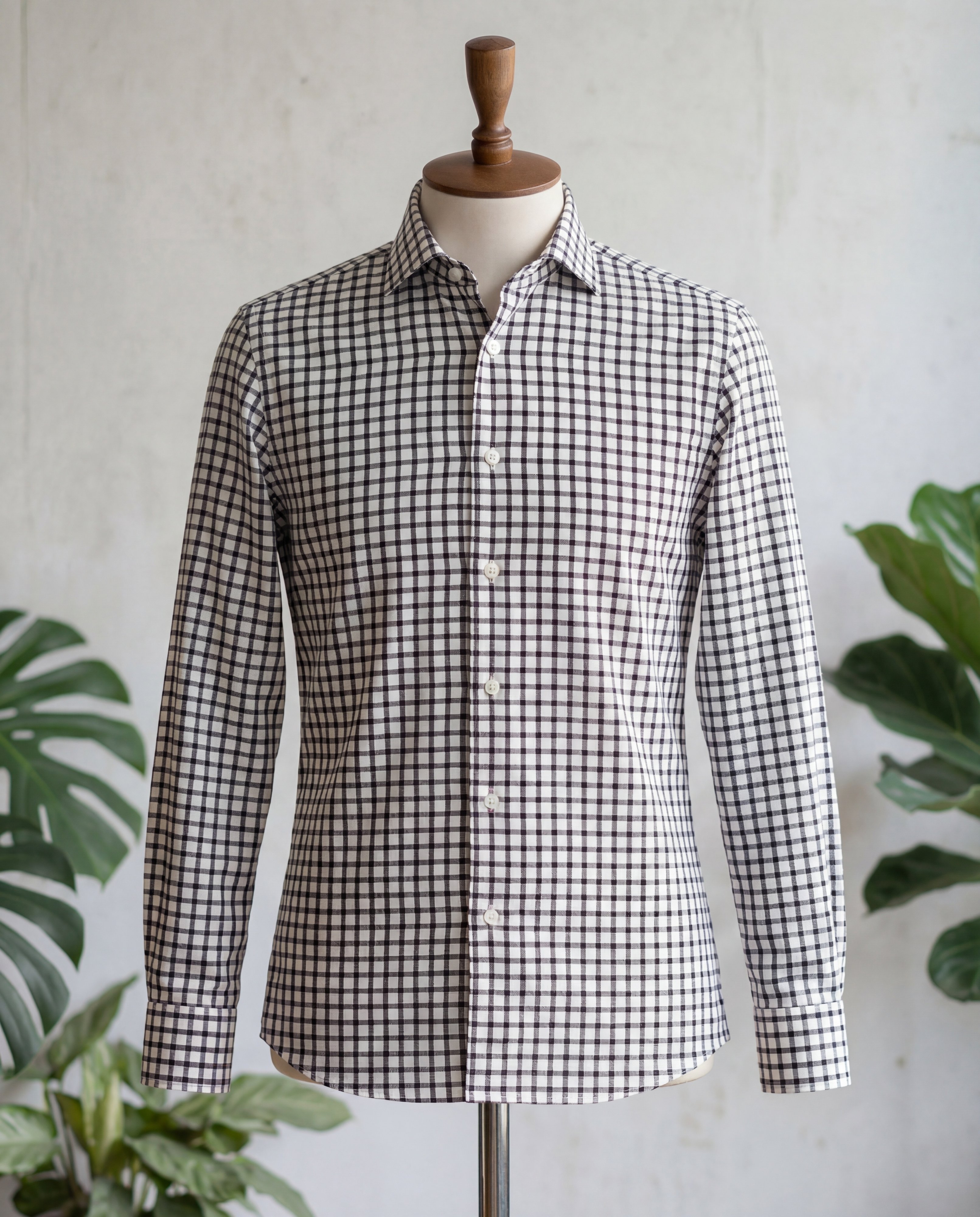 Black Windowpane Cotton Shirt - Additional view 2