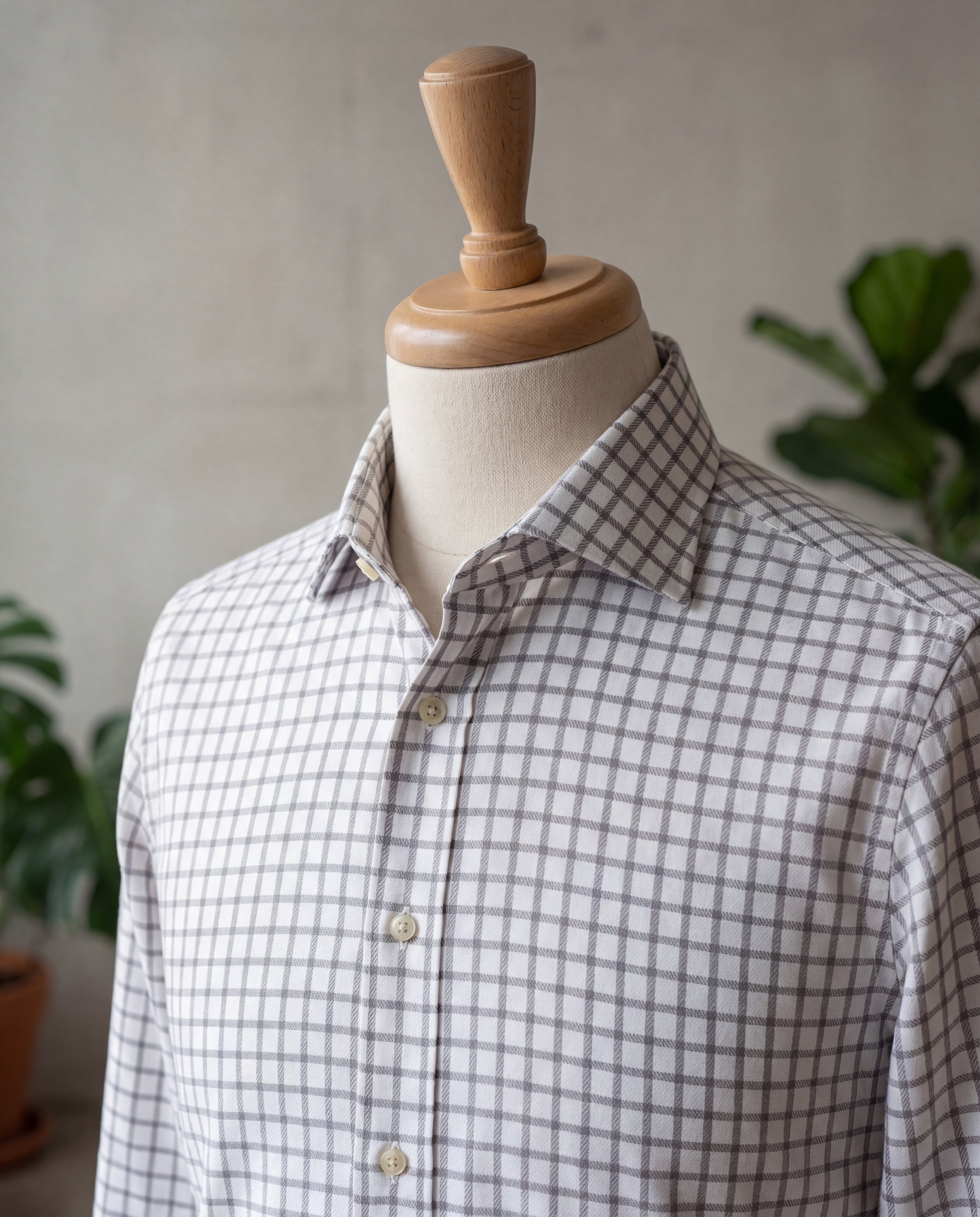 Grey Windowpane Cotton Shirt - Additional view 3