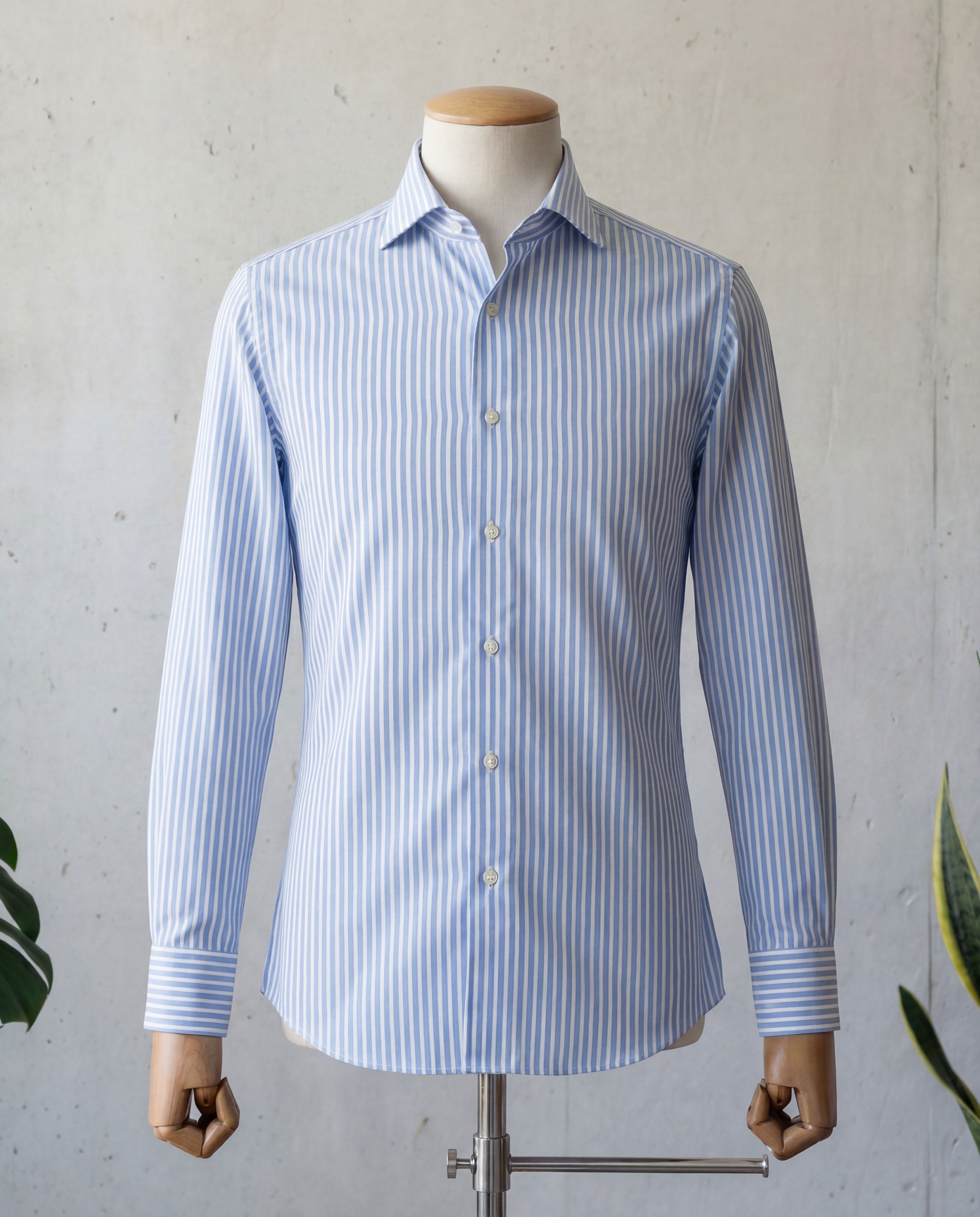 Sky Blue Candy Stripe Cotton Shirt - Additional view 2