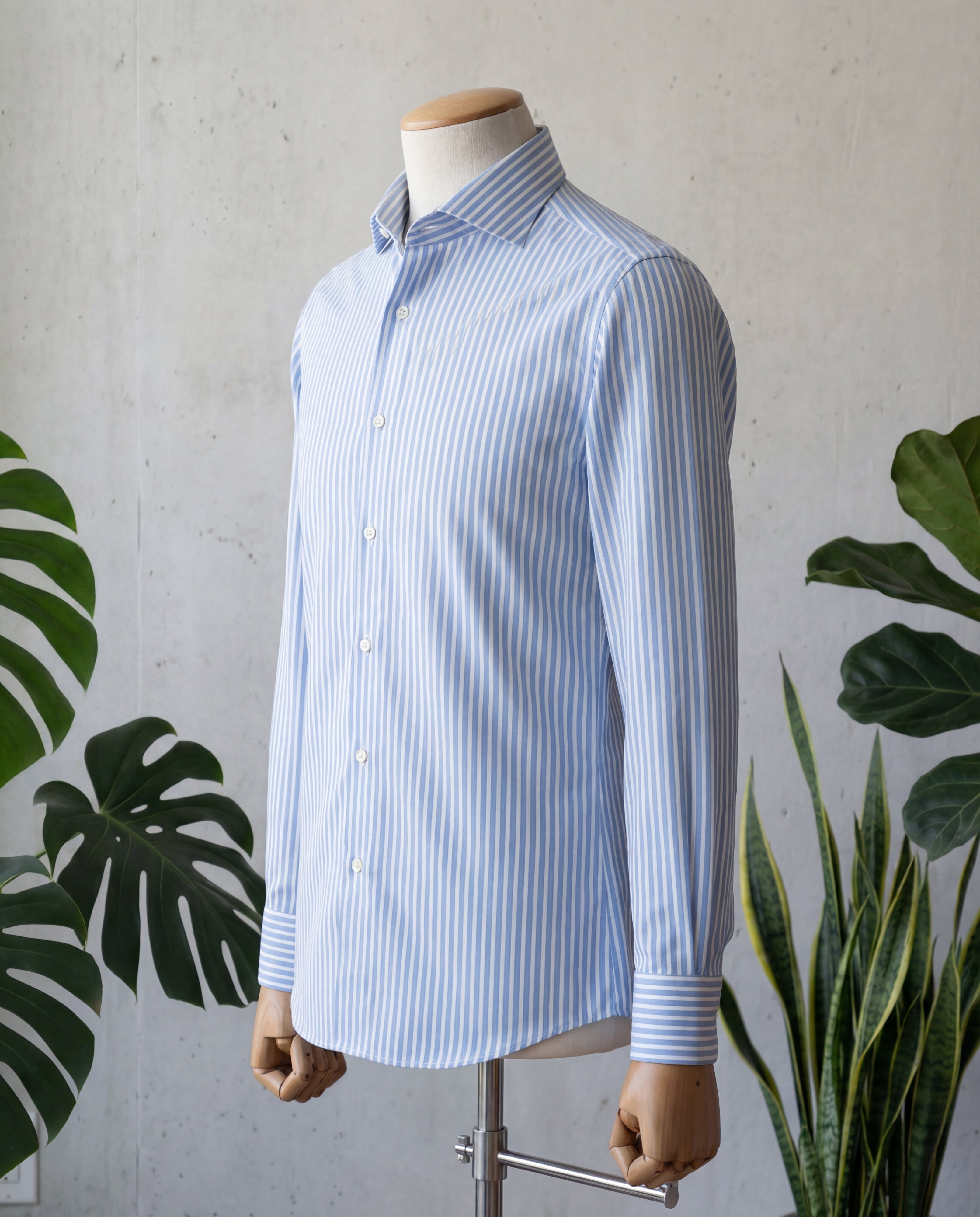 Sky Blue Candy Stripe Cotton Shirt - Additional view 3
