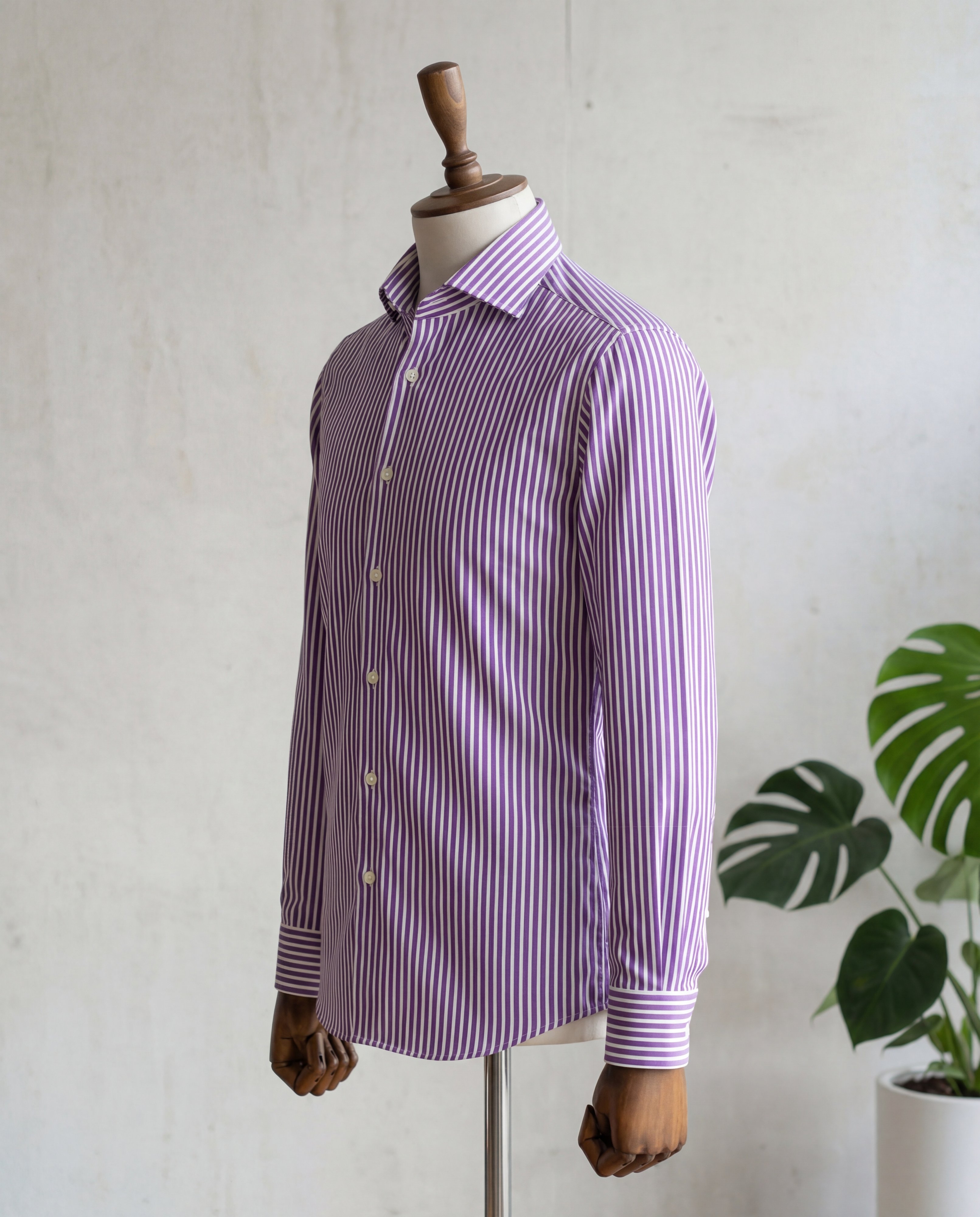Purple Candy Stripe Cotton Shirt - Additional view 3