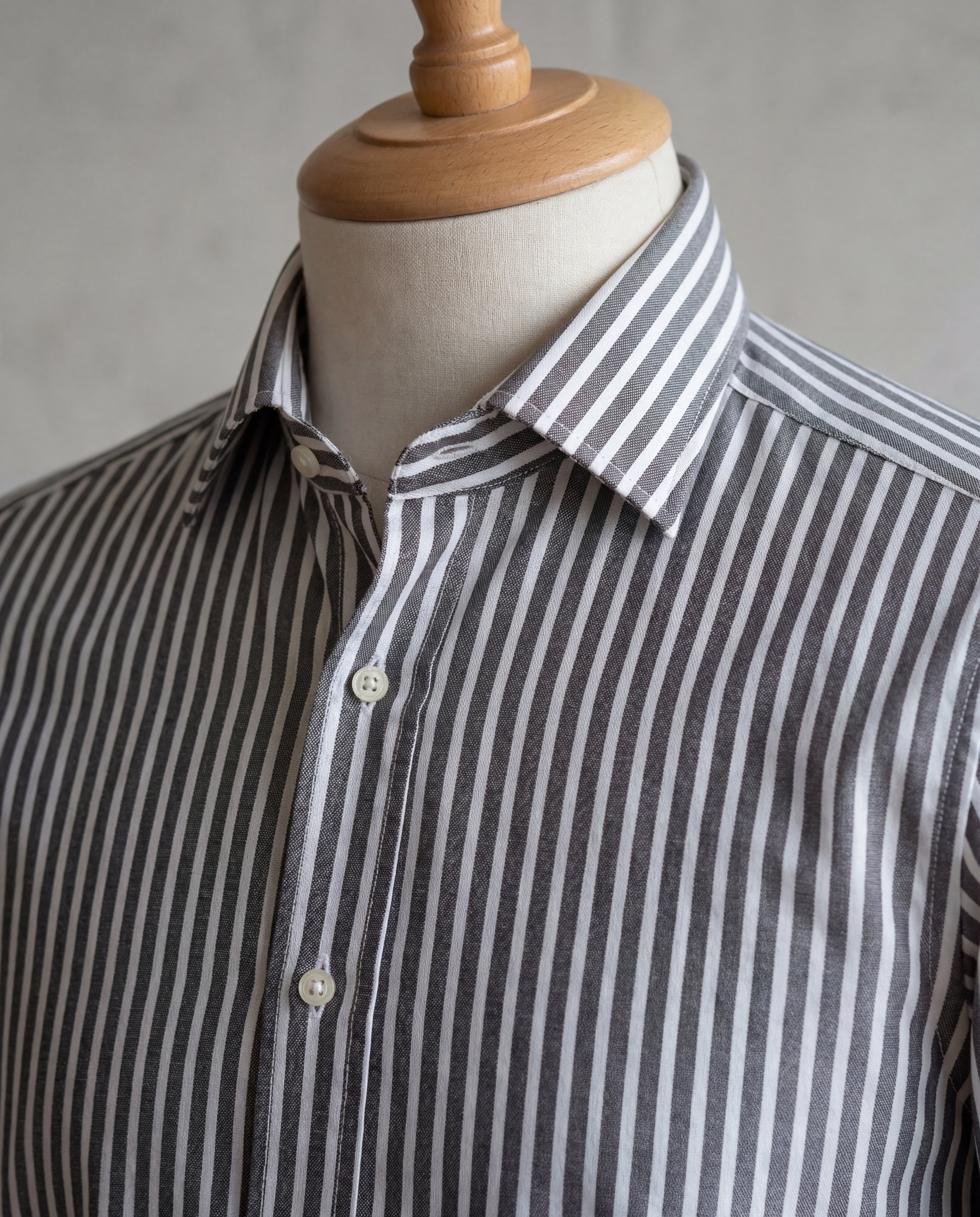 Charcoal Candy Stripe Cotton Shirt - Additional view 1