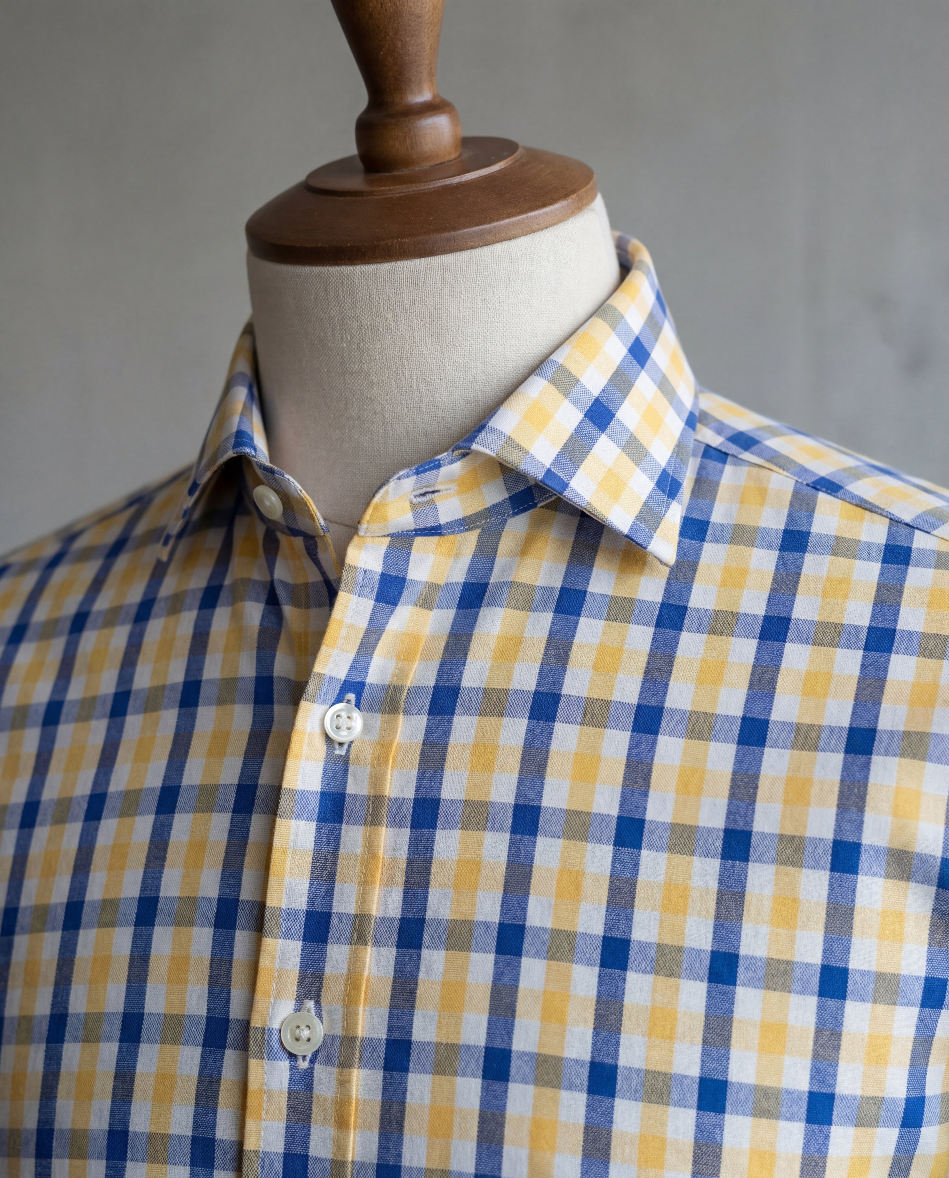 Navy & Yellow Plaid Cotton Shirt - Additional view 2