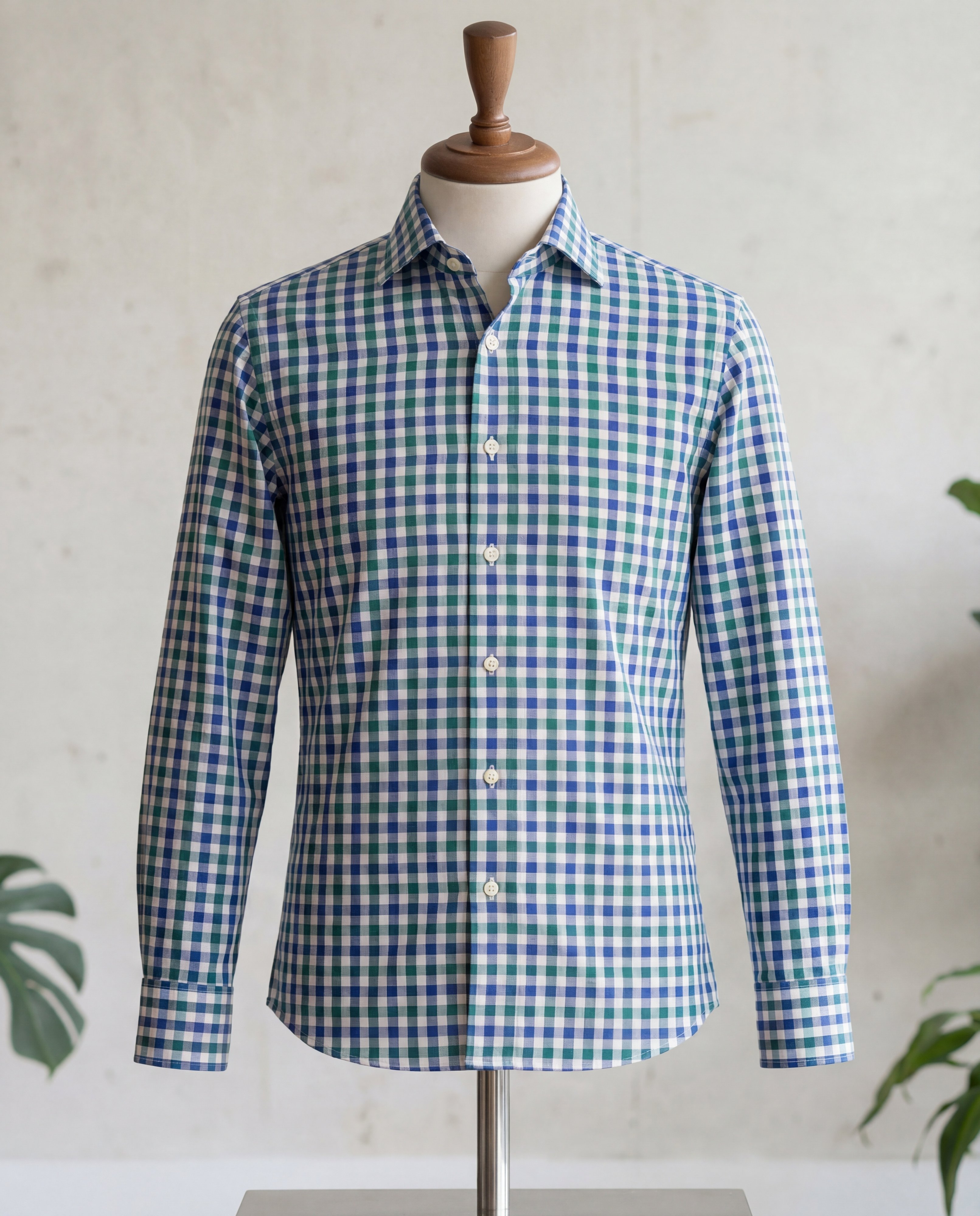 Green & Blue Plaid Cotton Shirt - Additional view 1
