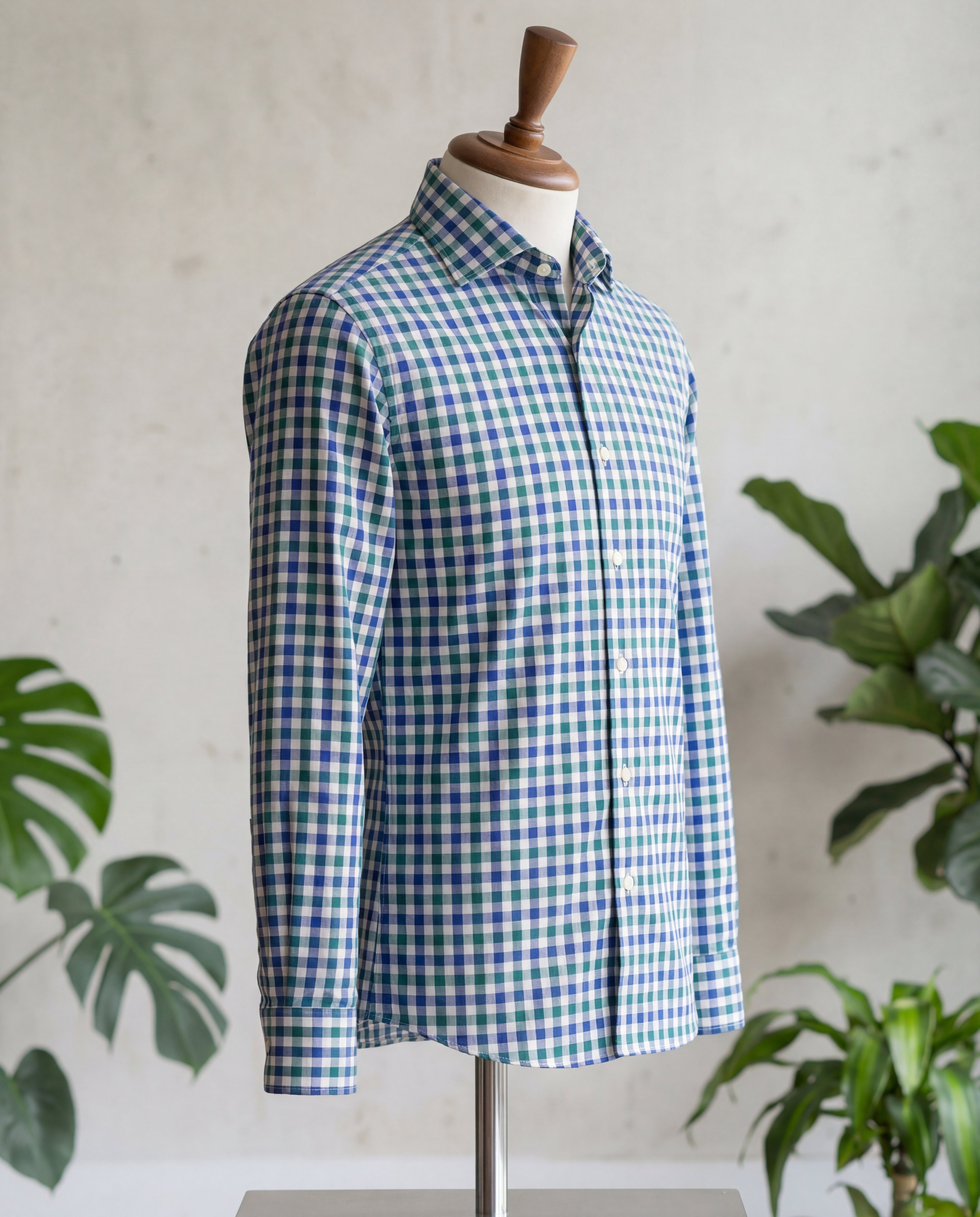 Green & Blue Plaid Cotton Shirt - Additional view 3