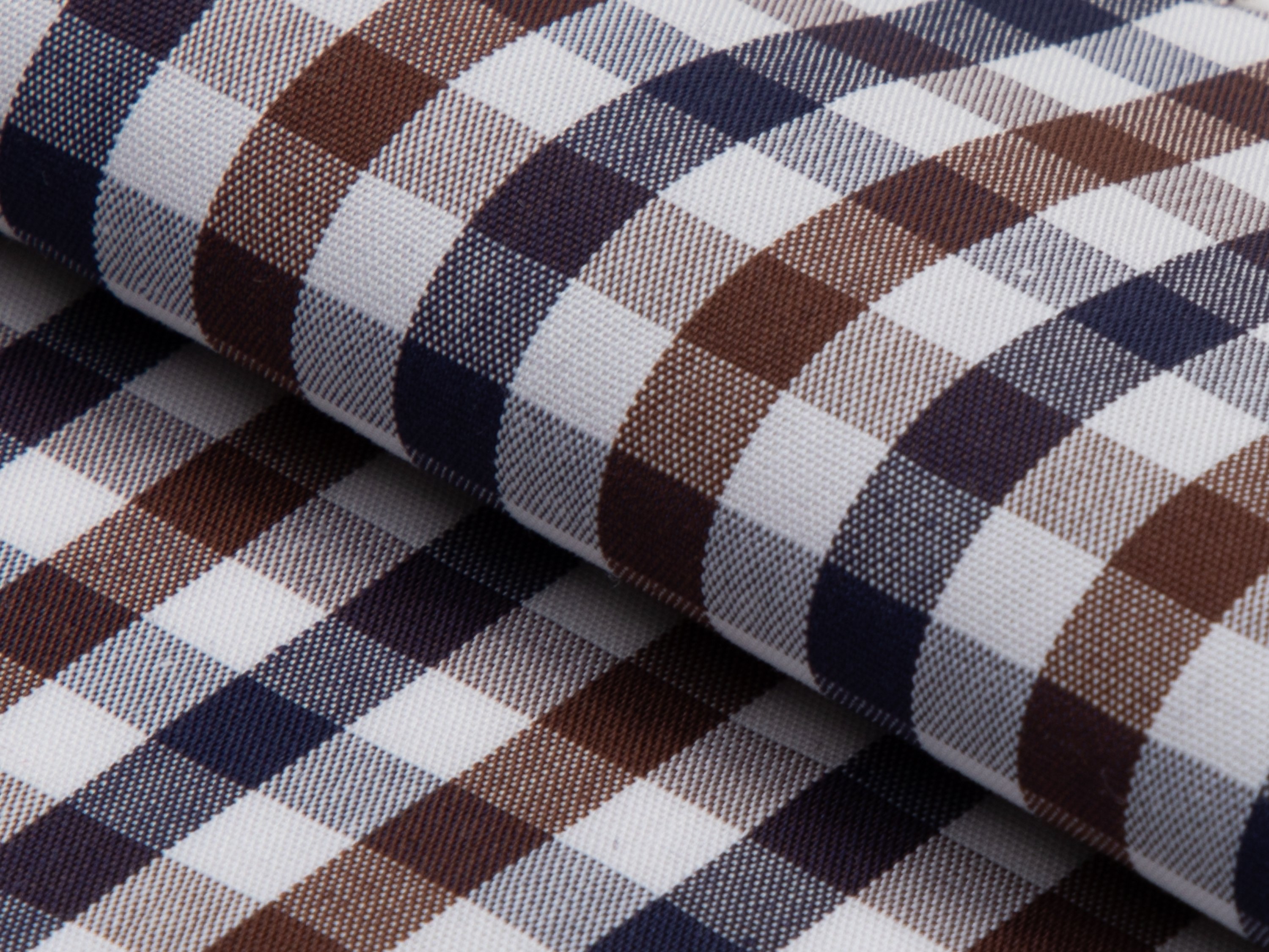 Brown & Navy Plaid Cotton Shirt - Additional view 3