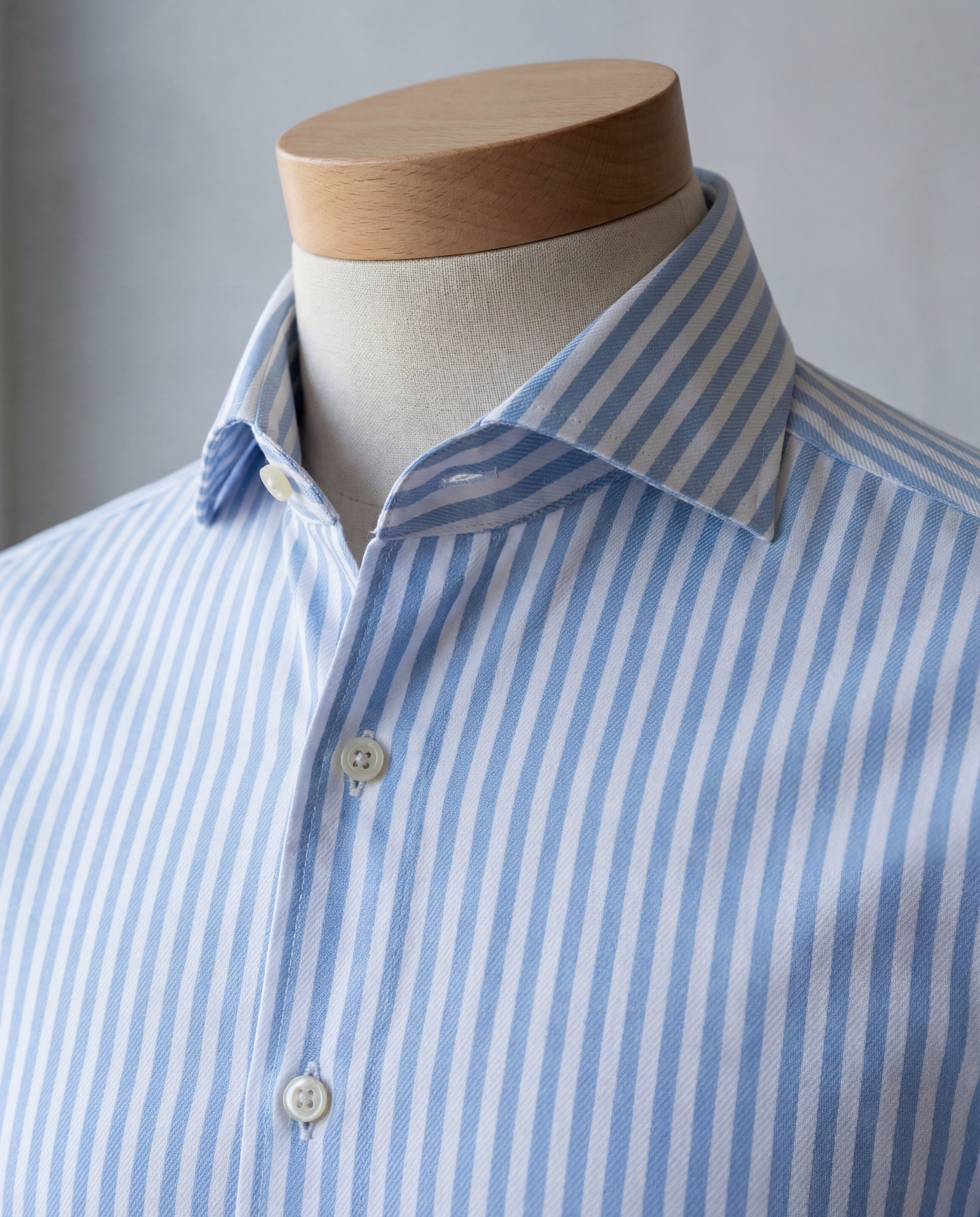 Sky Blue Awning Stripe Cotton Shirt - Additional view 1