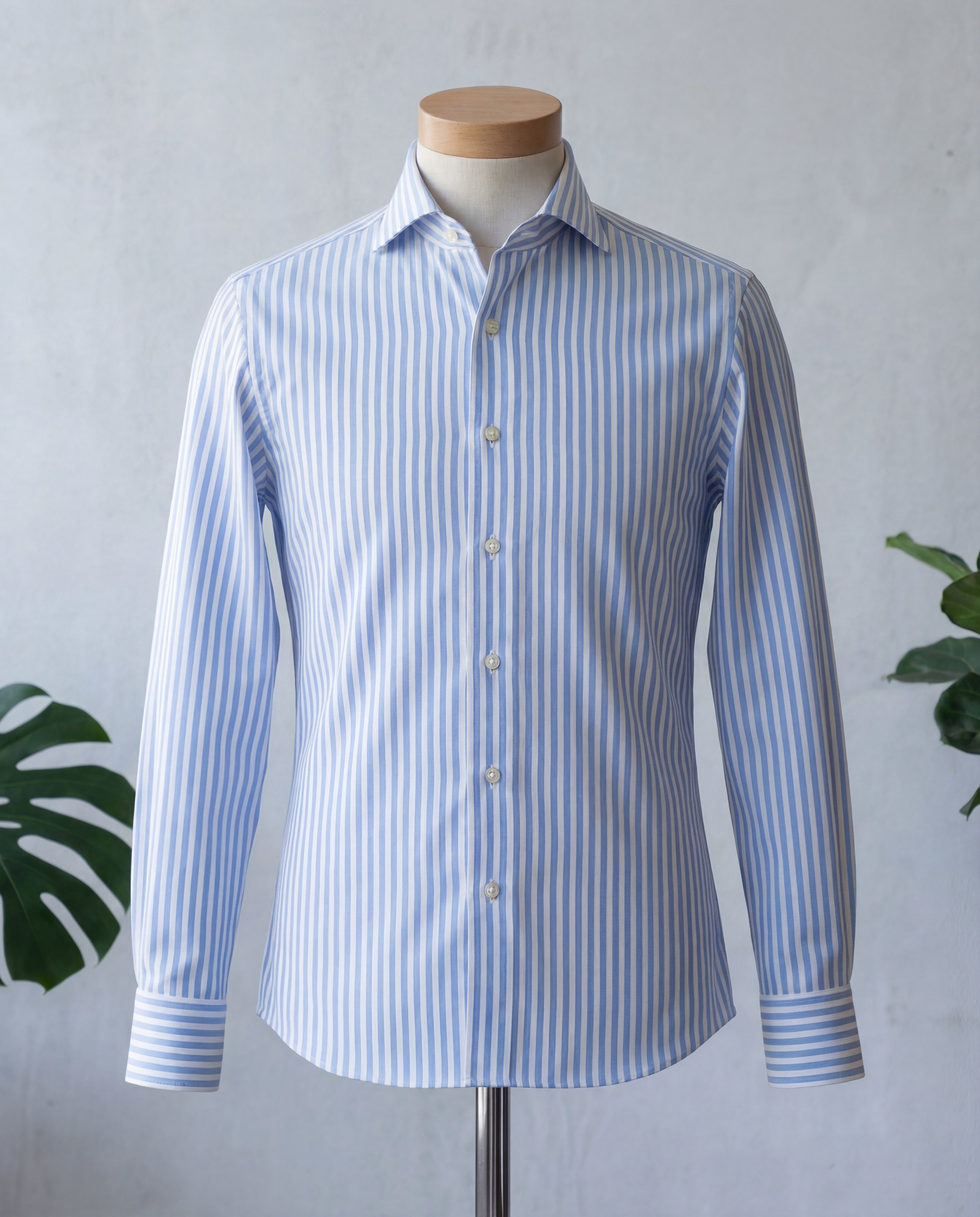 Sky Blue Awning Stripe Cotton Shirt - Additional view 2