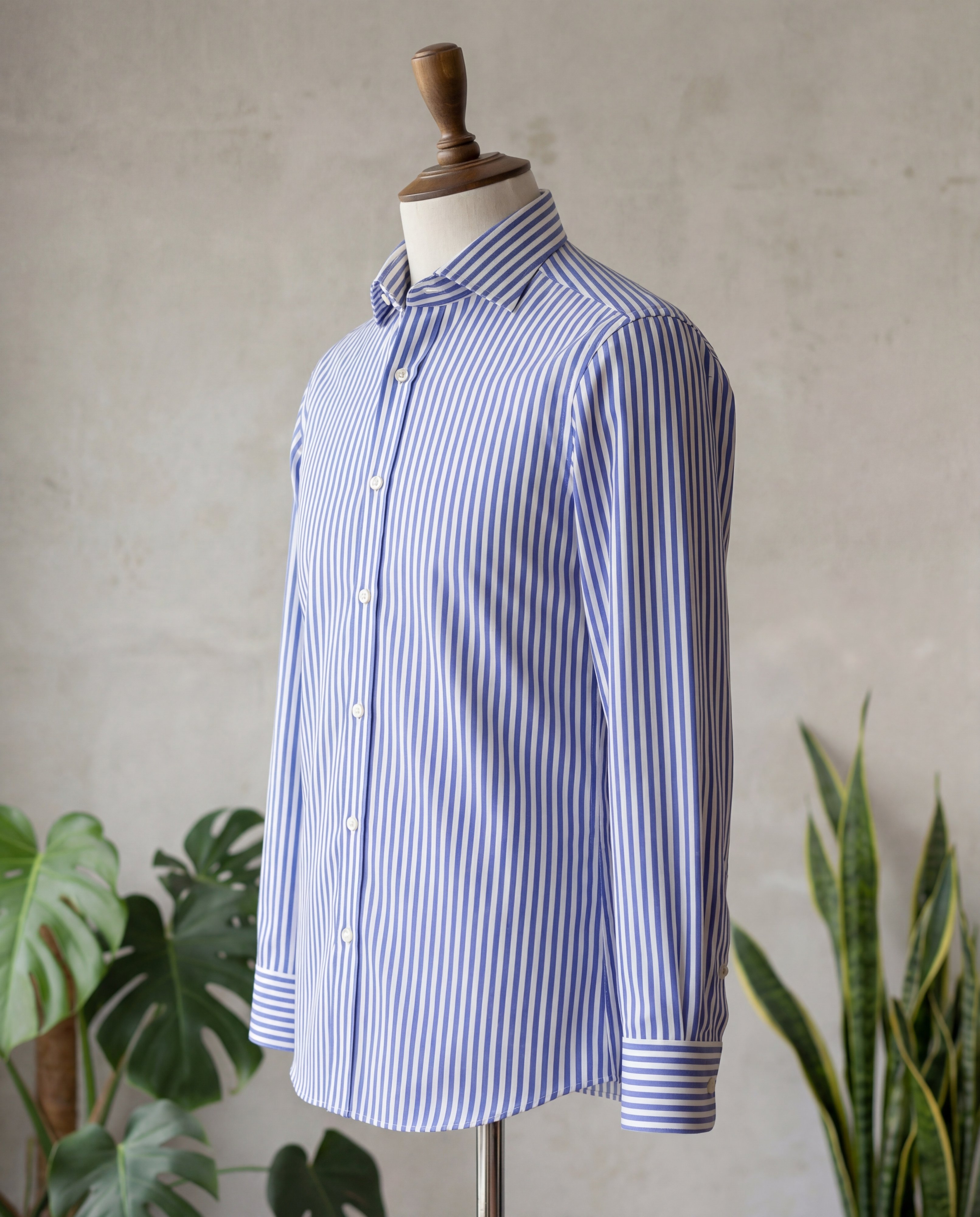 Royal Blue Awning Stripe Cotton Shirt - Additional view 3