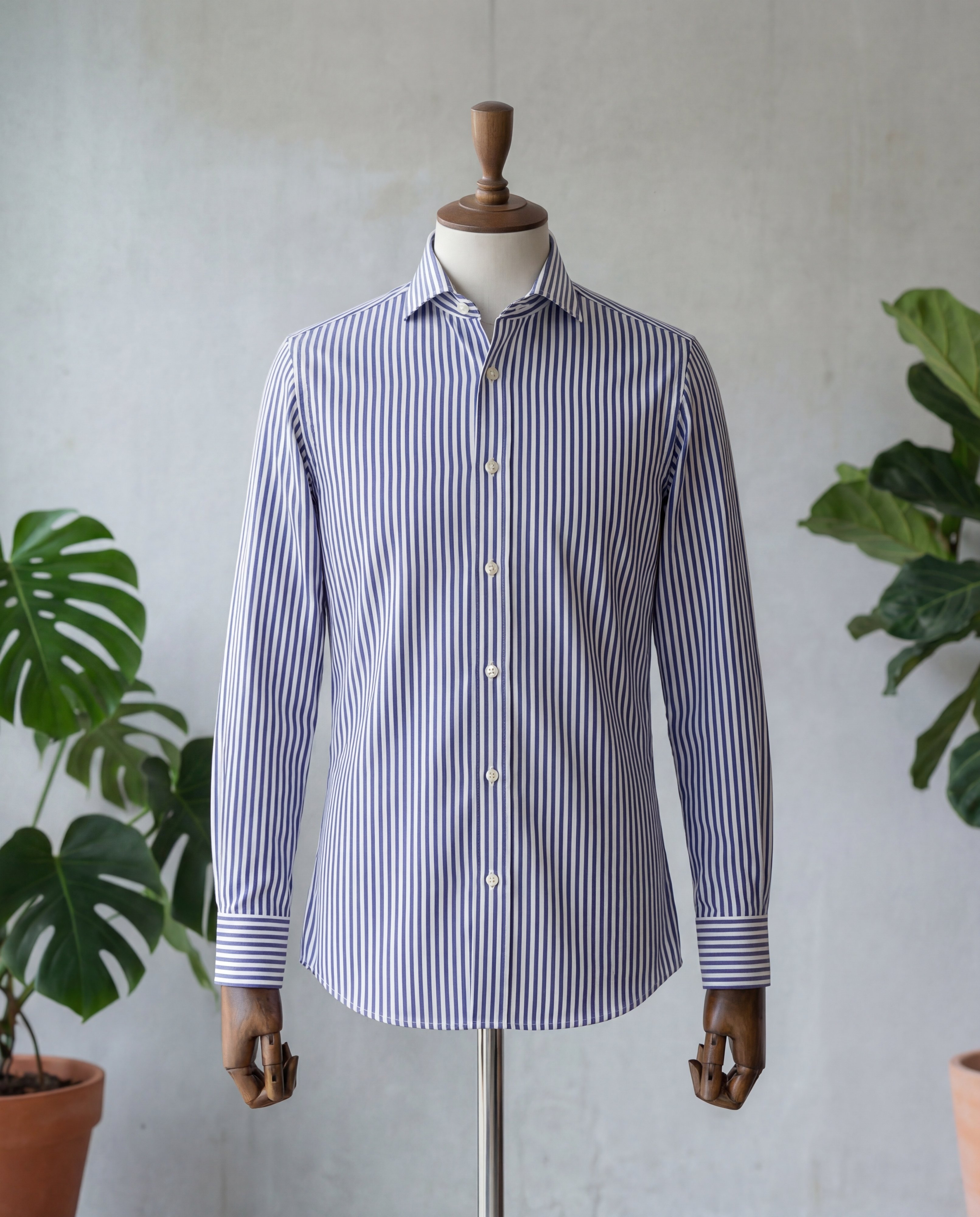 Navy Awning Stripe Cotton Shirt - Additional view 2
