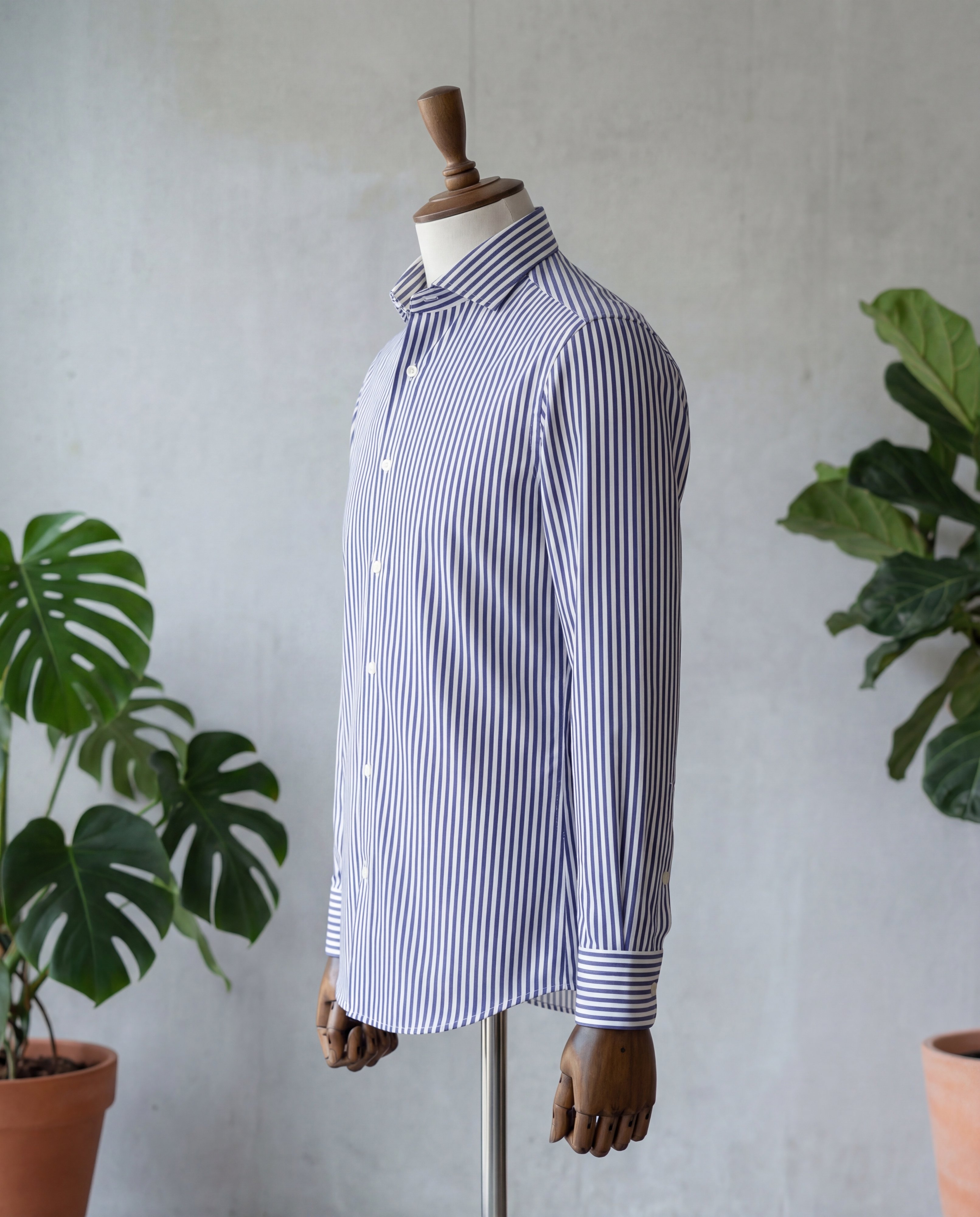 Navy Awning Stripe Cotton Shirt - Additional view 3