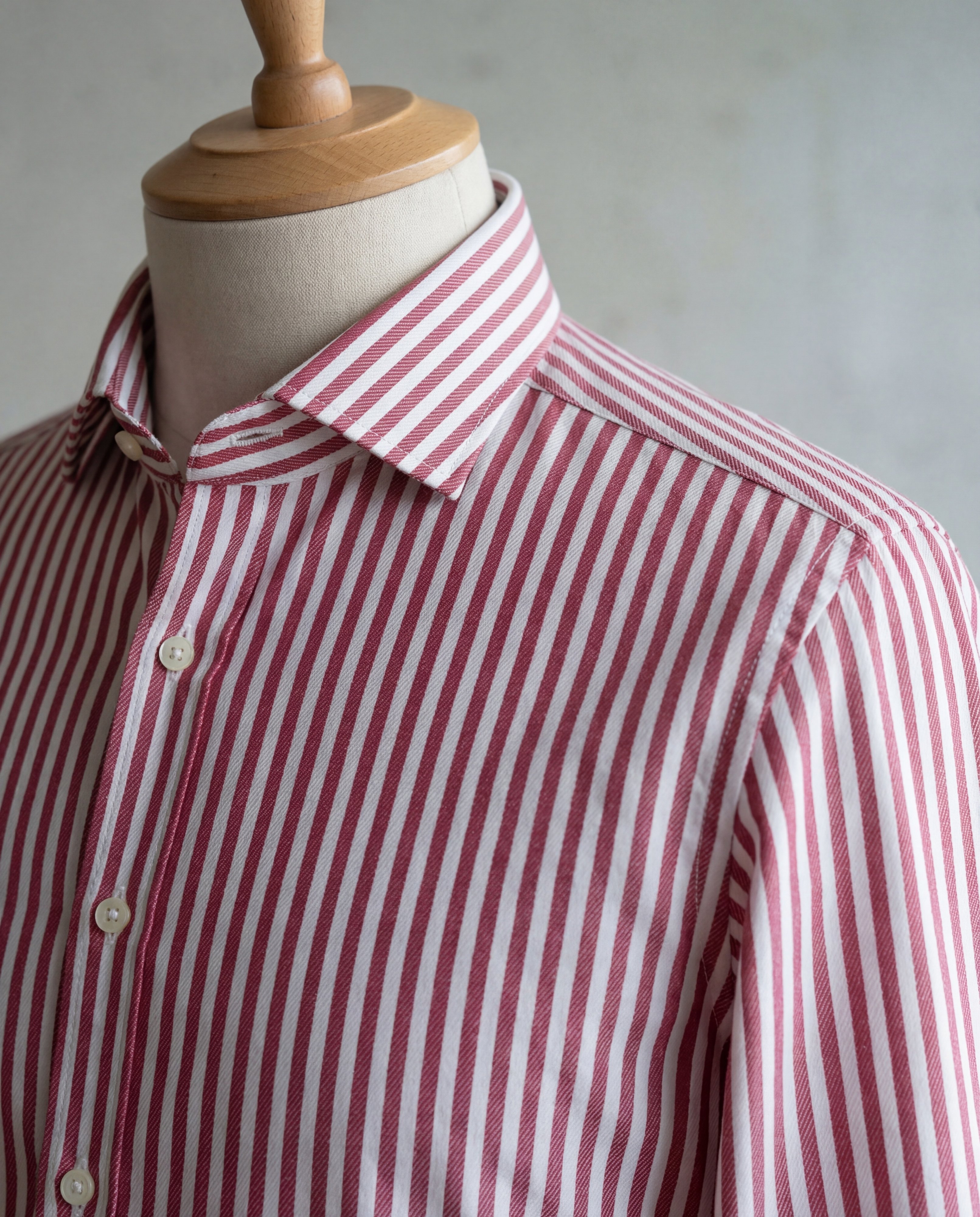 Burgundy Awning Stripe Cotton Shirt - Additional view 1