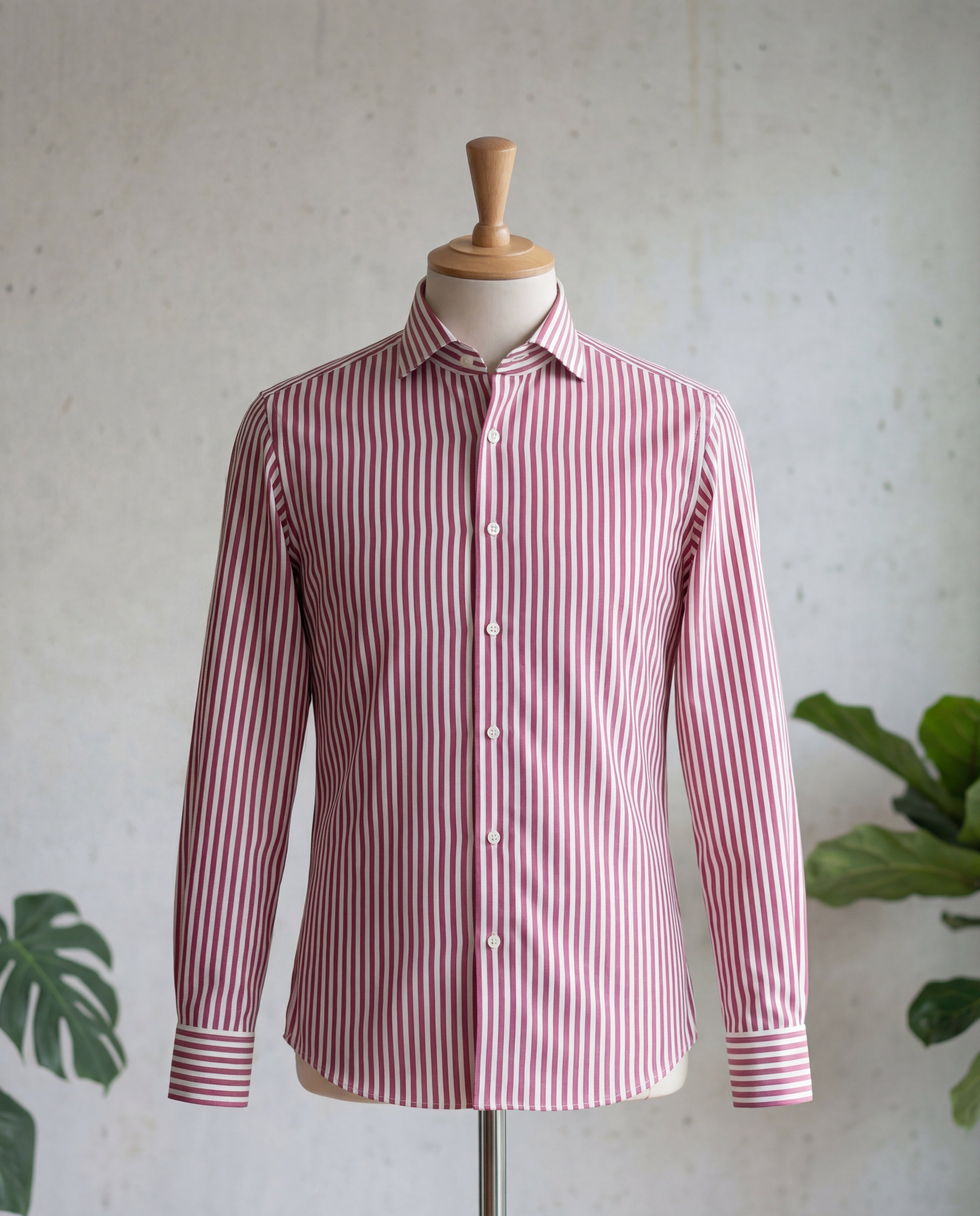 Burgundy Awning Stripe Cotton Shirt - Additional view 2