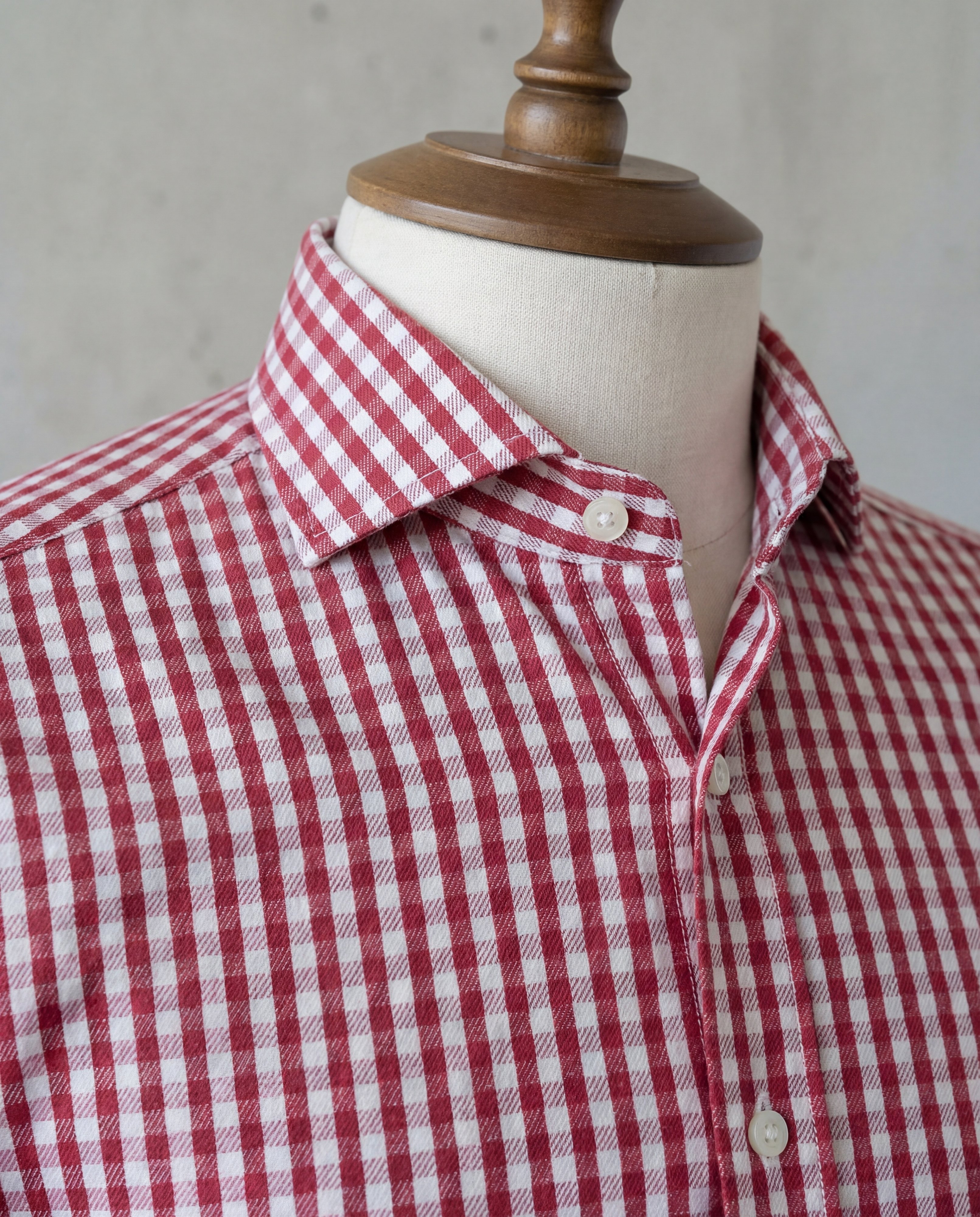 Burgundy Mini Gingham Cotton Shirt - Additional view 3