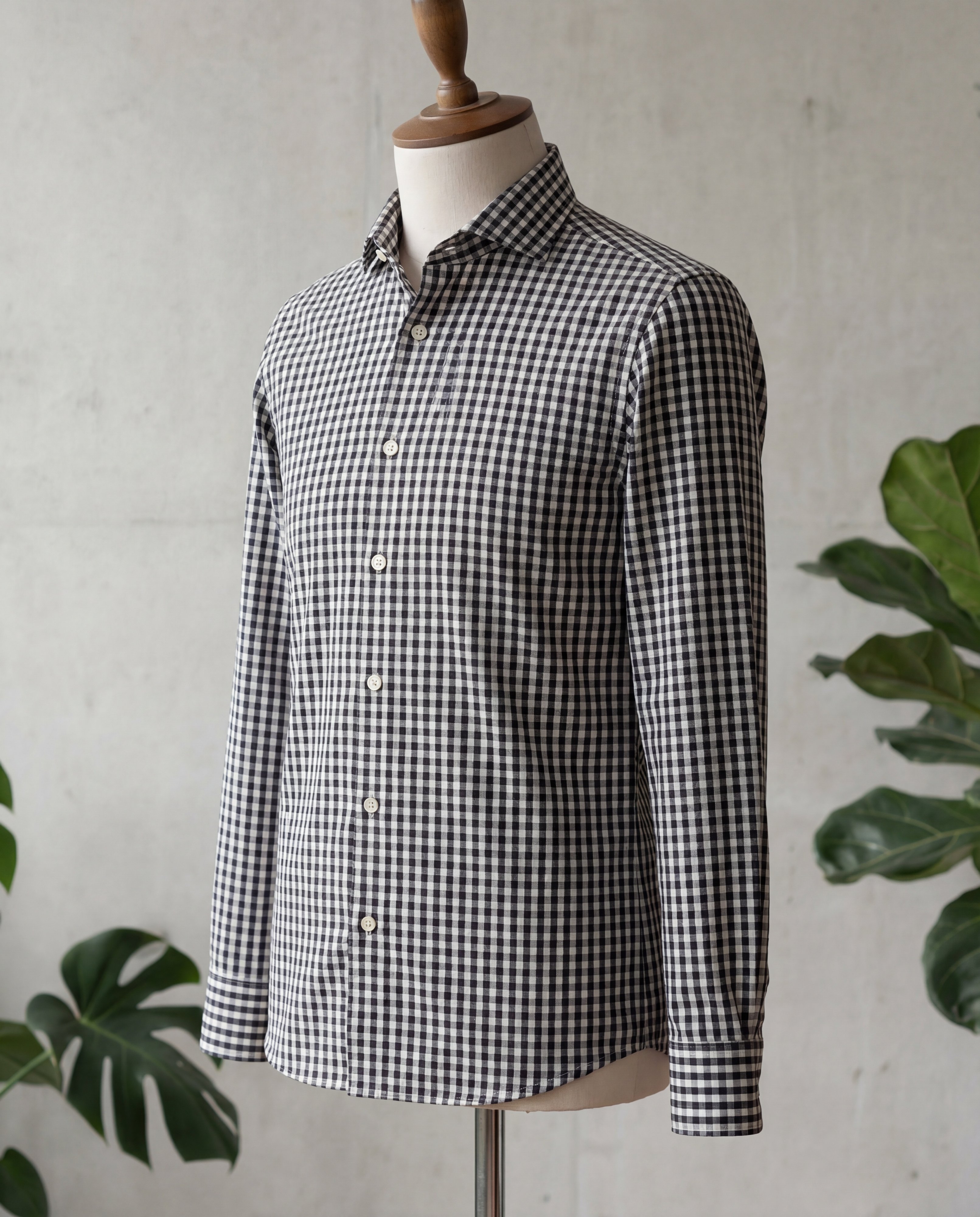 Black Mini Gingham Cotton Shirt - Additional view 1