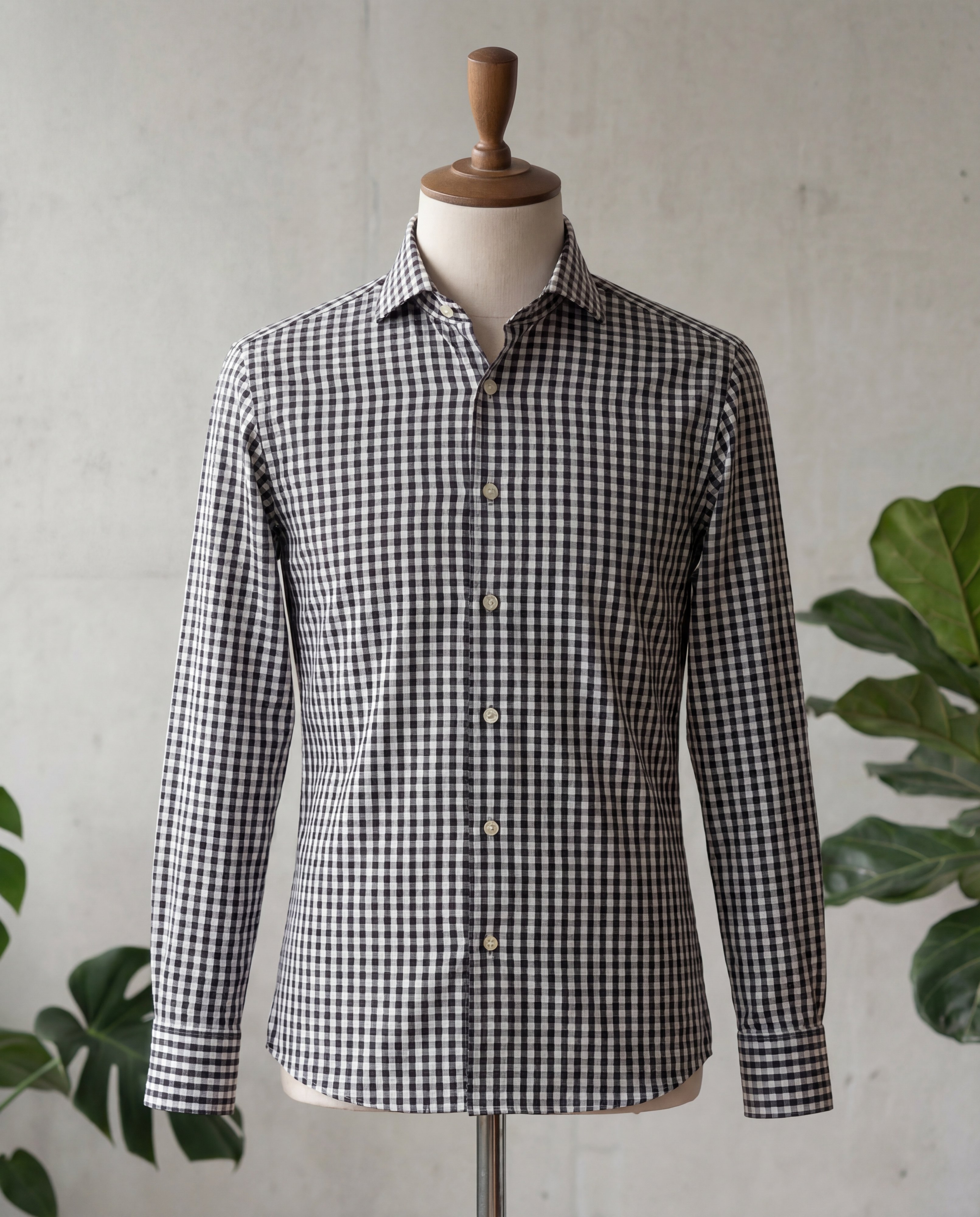 Black Mini Gingham Cotton Shirt - Additional view 2
