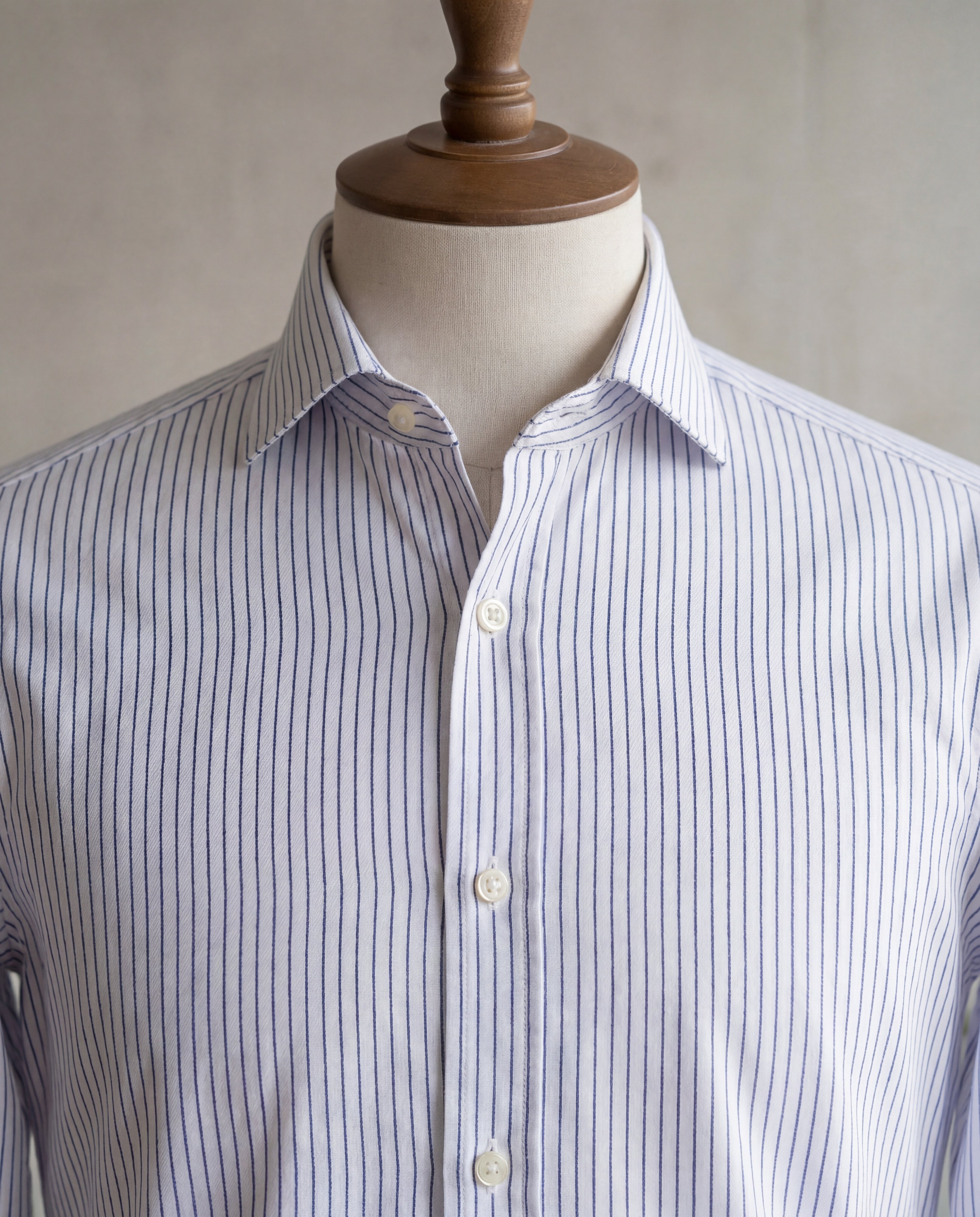 Dark Blue Pinstripe Cotton Shirt - Additional view 2