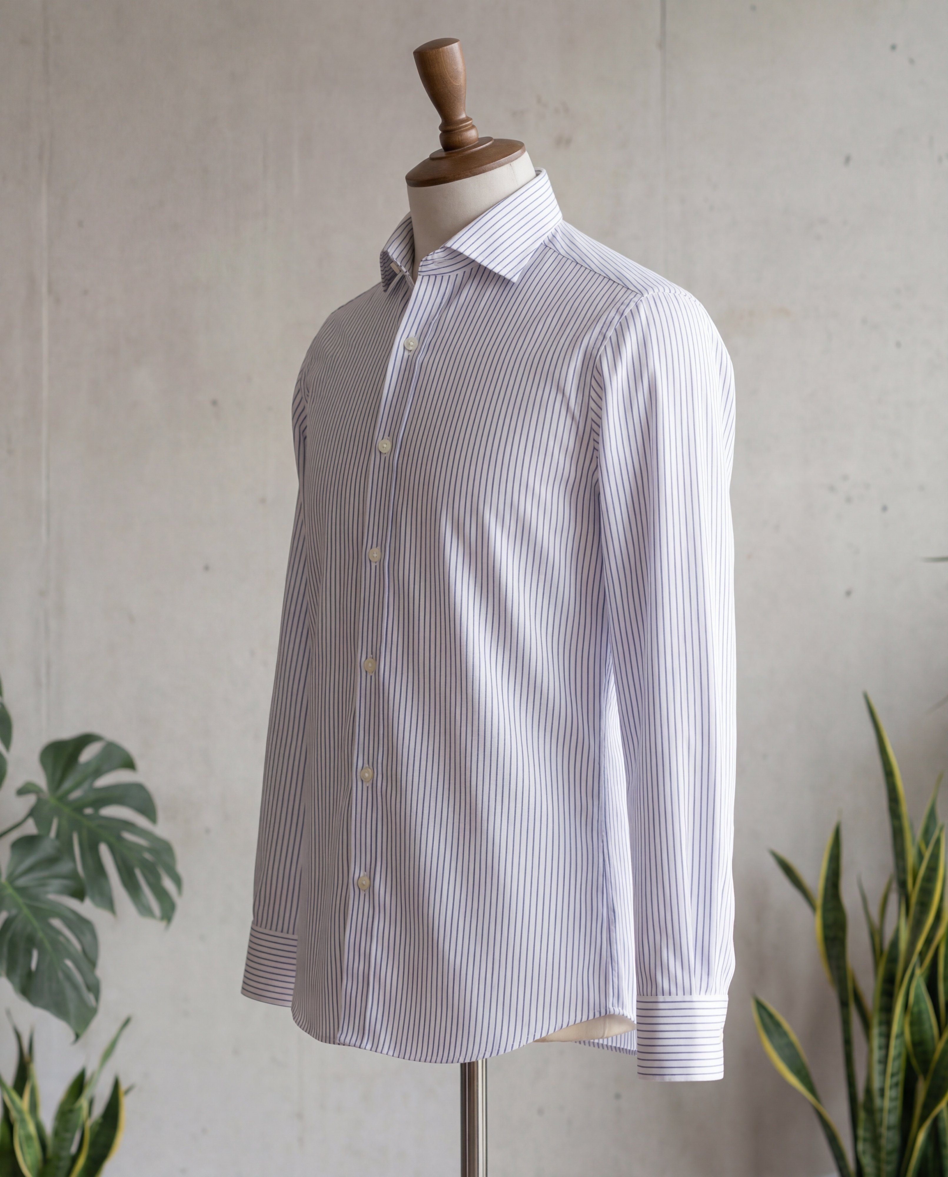 Dark Blue Pinstripe Cotton Shirt - Additional view 3