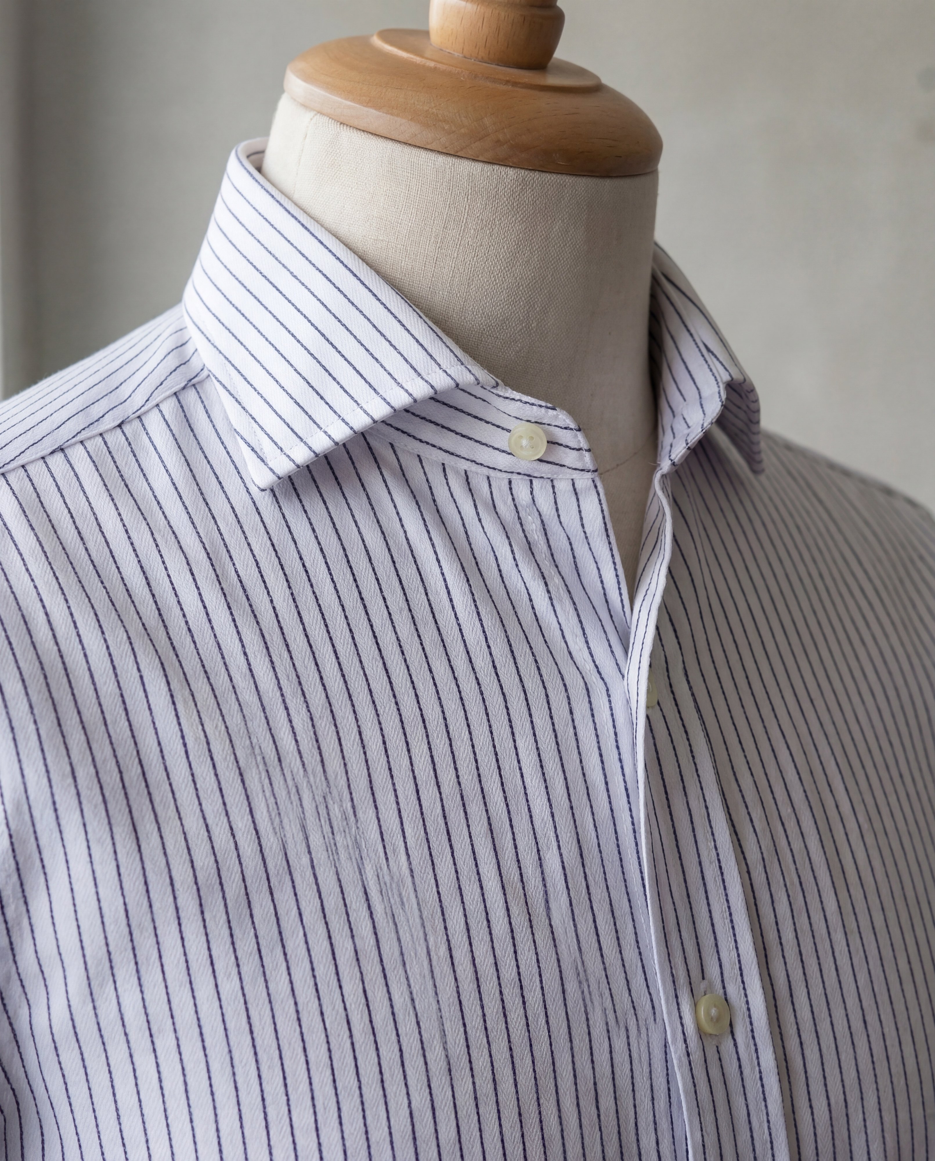 Navy Pinstripe Cotton Shirt - Additional view 2