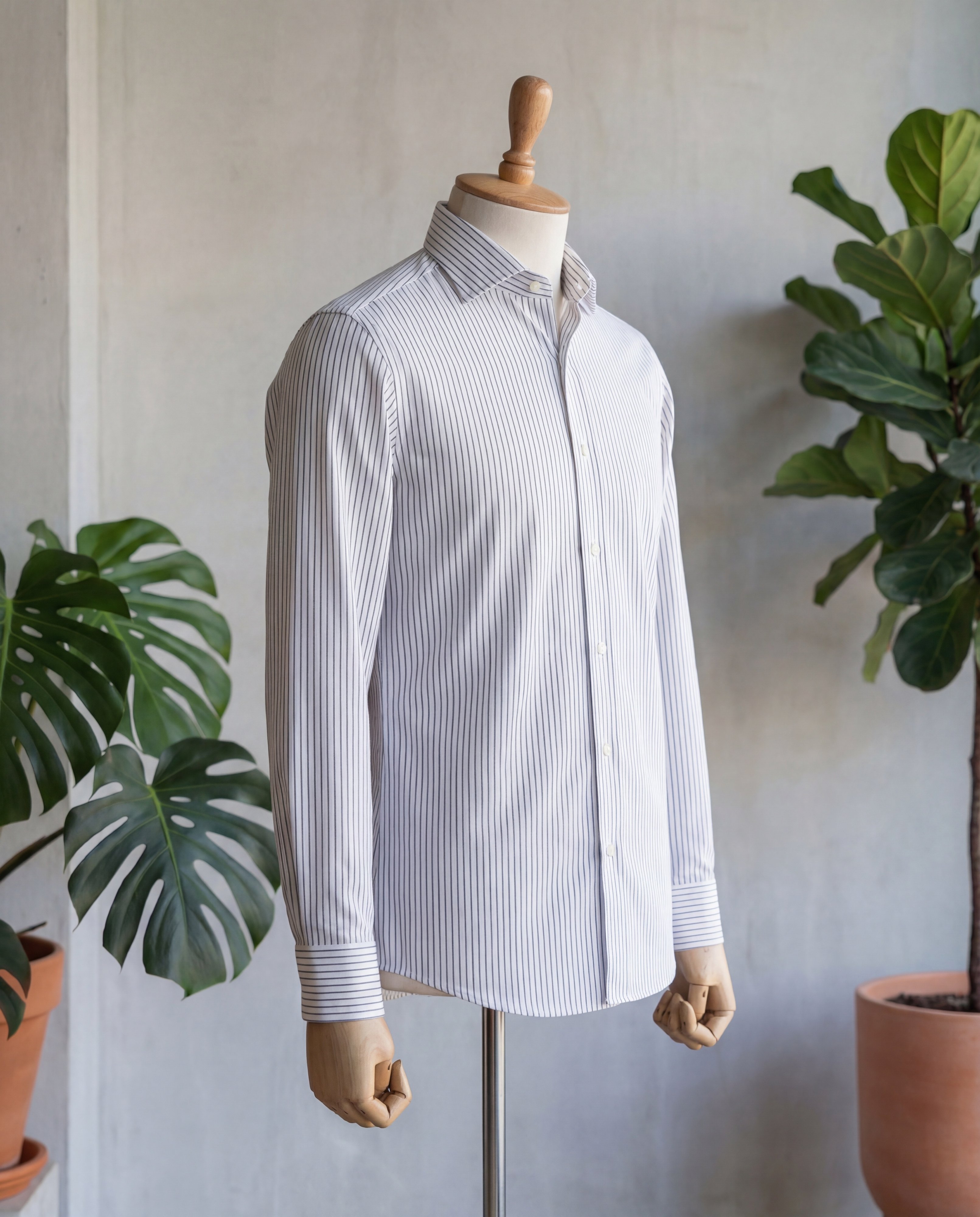 Black Pinstripe Cotton Shirt - Additional view 2