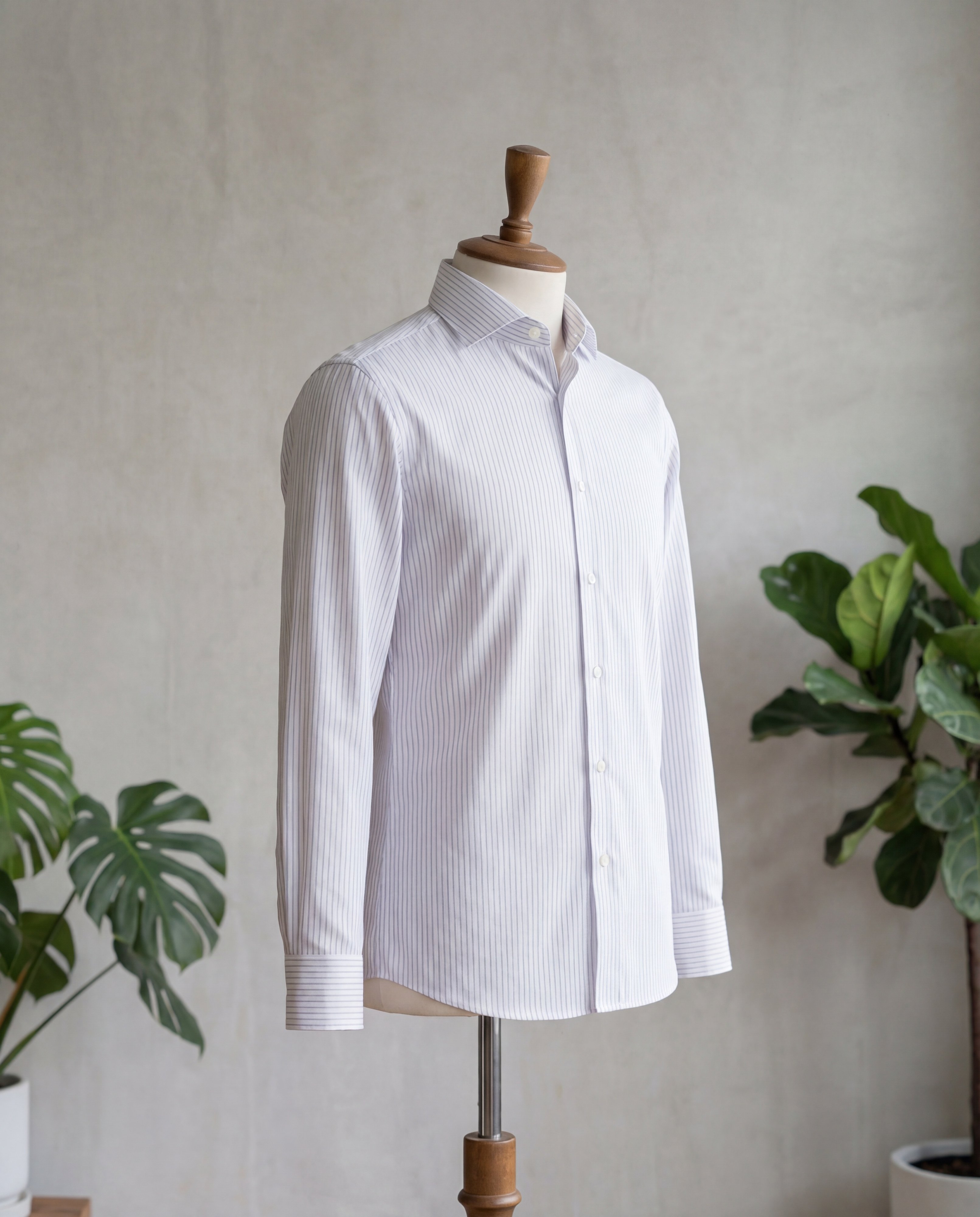 Grey Pinstripe Cotton Shirt - Additional view 3