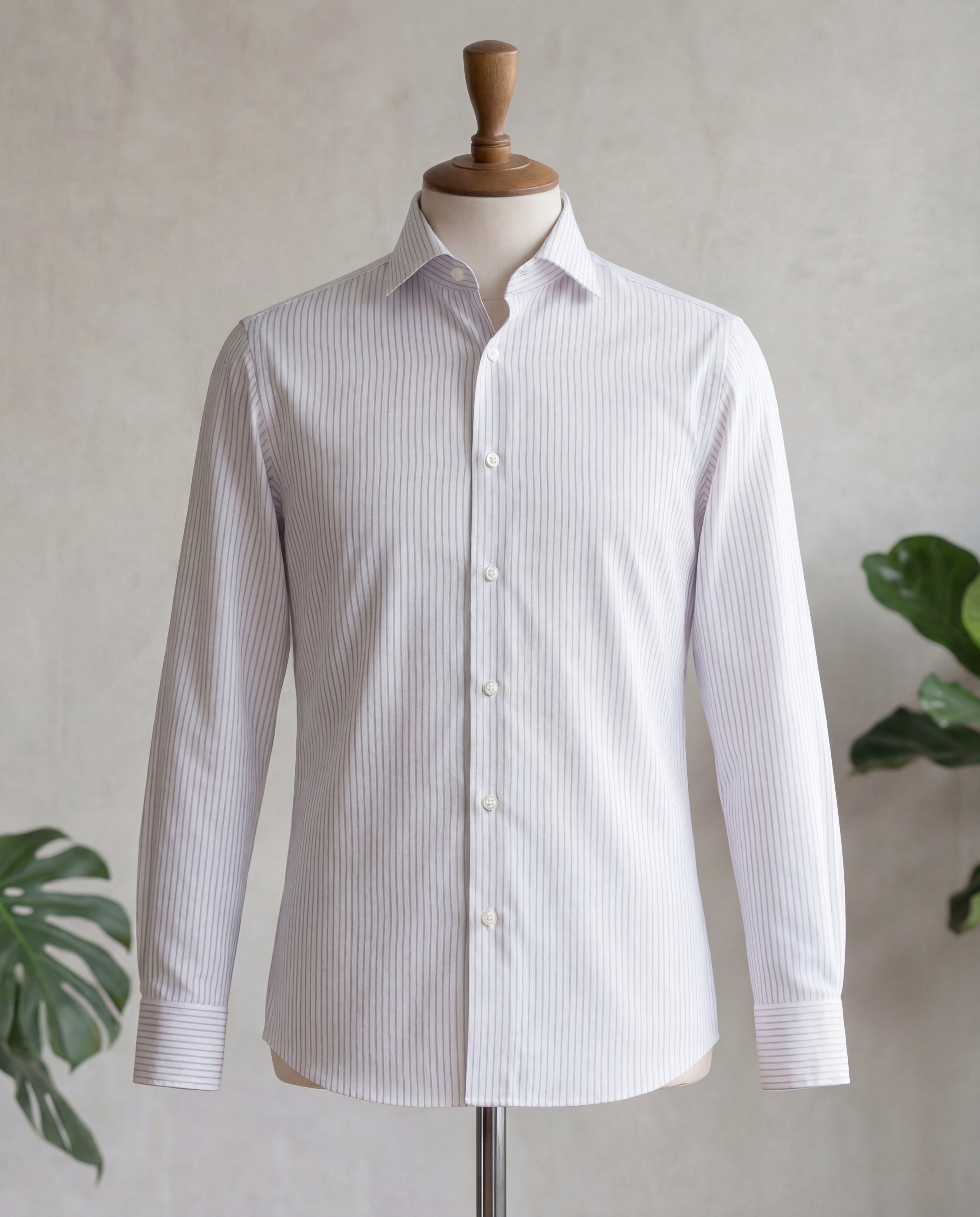 Grey Pinstripe Cotton Shirt - Additional view 1