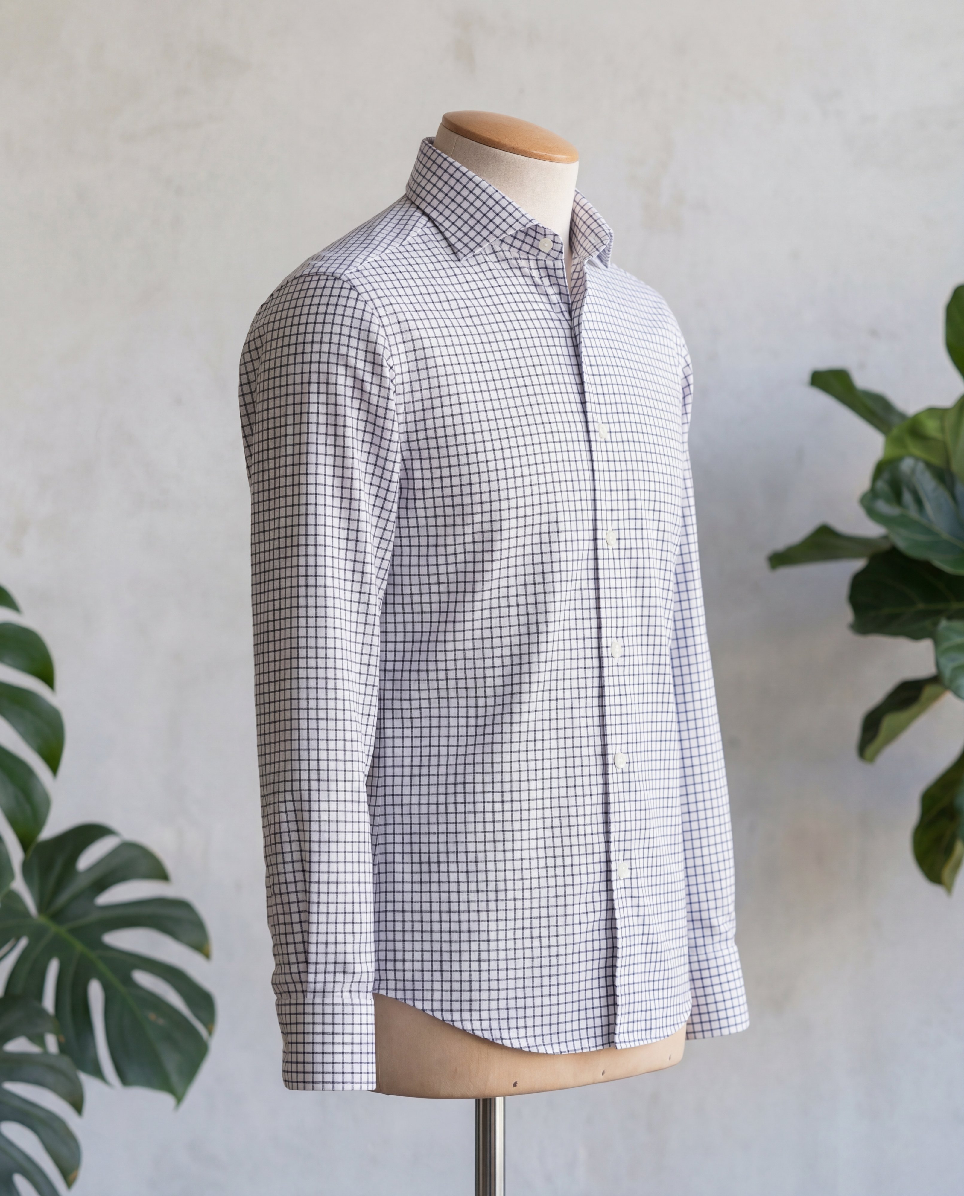 Navy Tattersall Cotton Shirt - Additional view 3