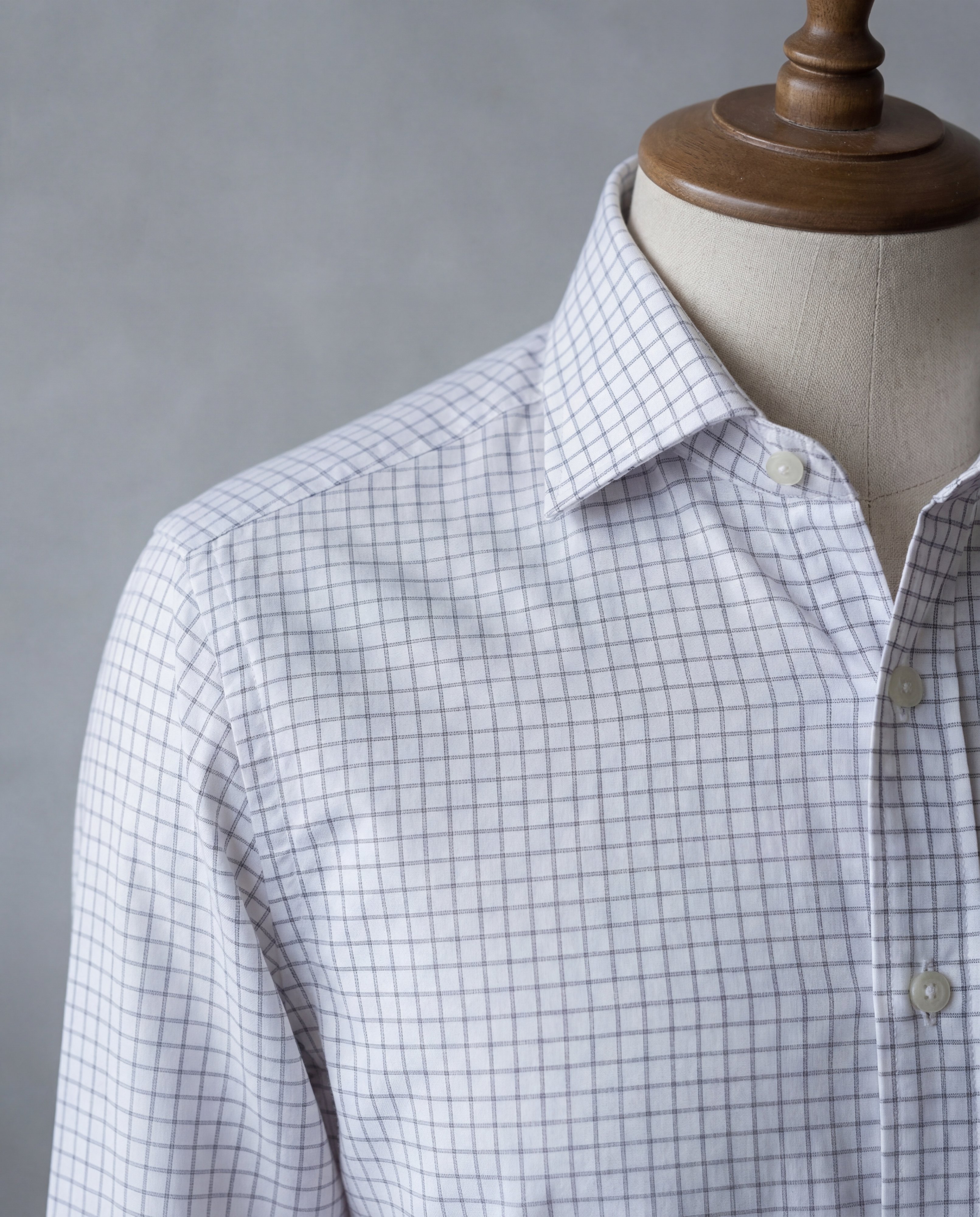 Grey Tattersall Cotton Shirt - Additional view 1