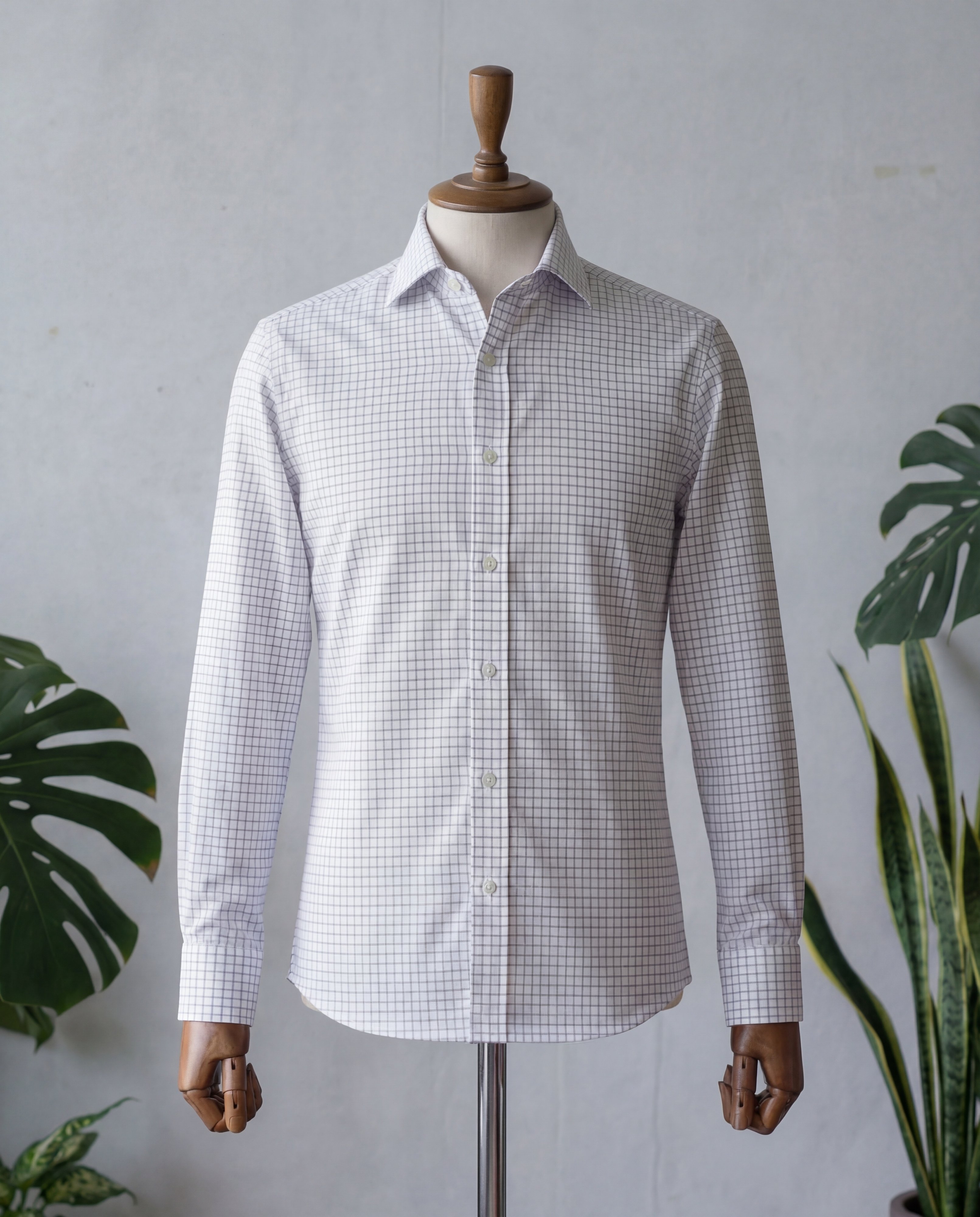 Grey Tattersall Cotton Shirt - Additional view 2