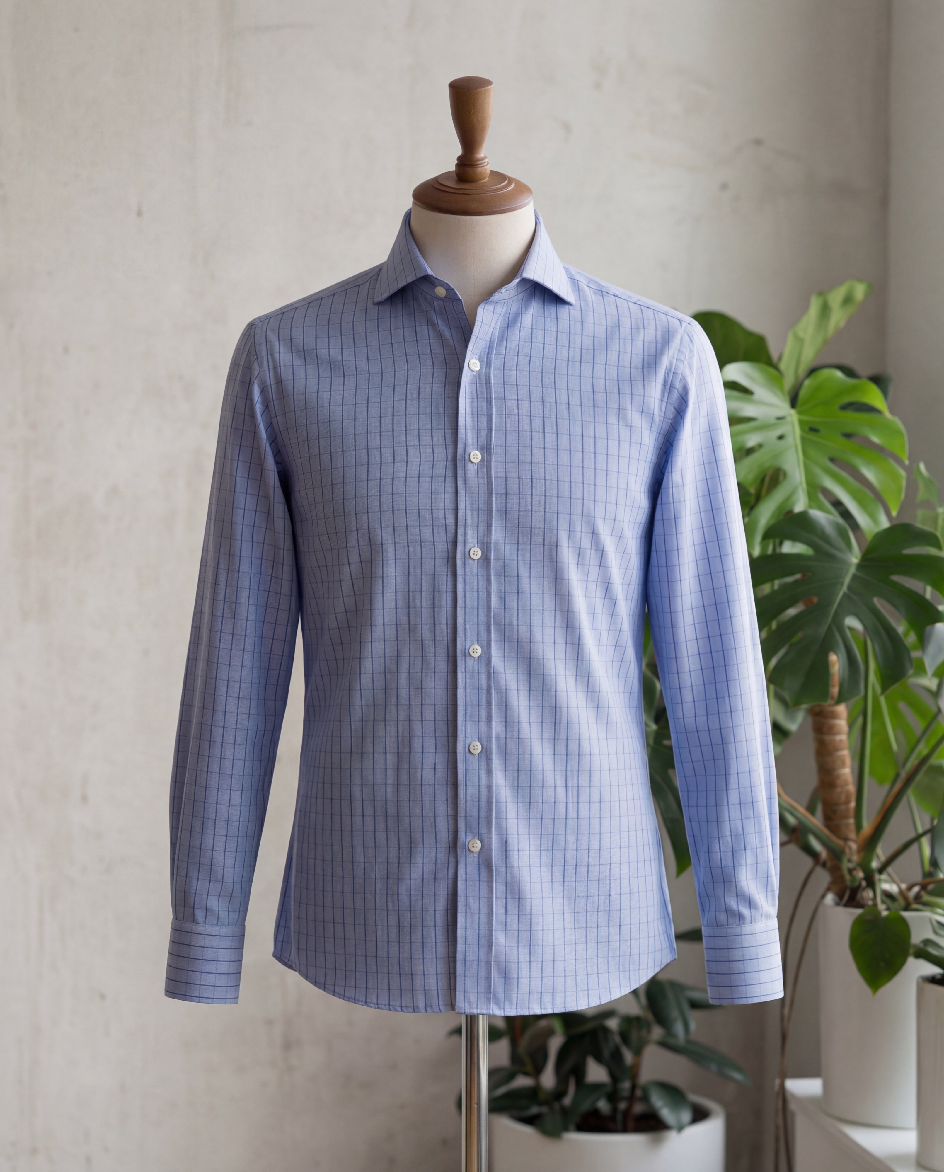 Navy Chambray Stripe Cotton Shirt - Additional view 1