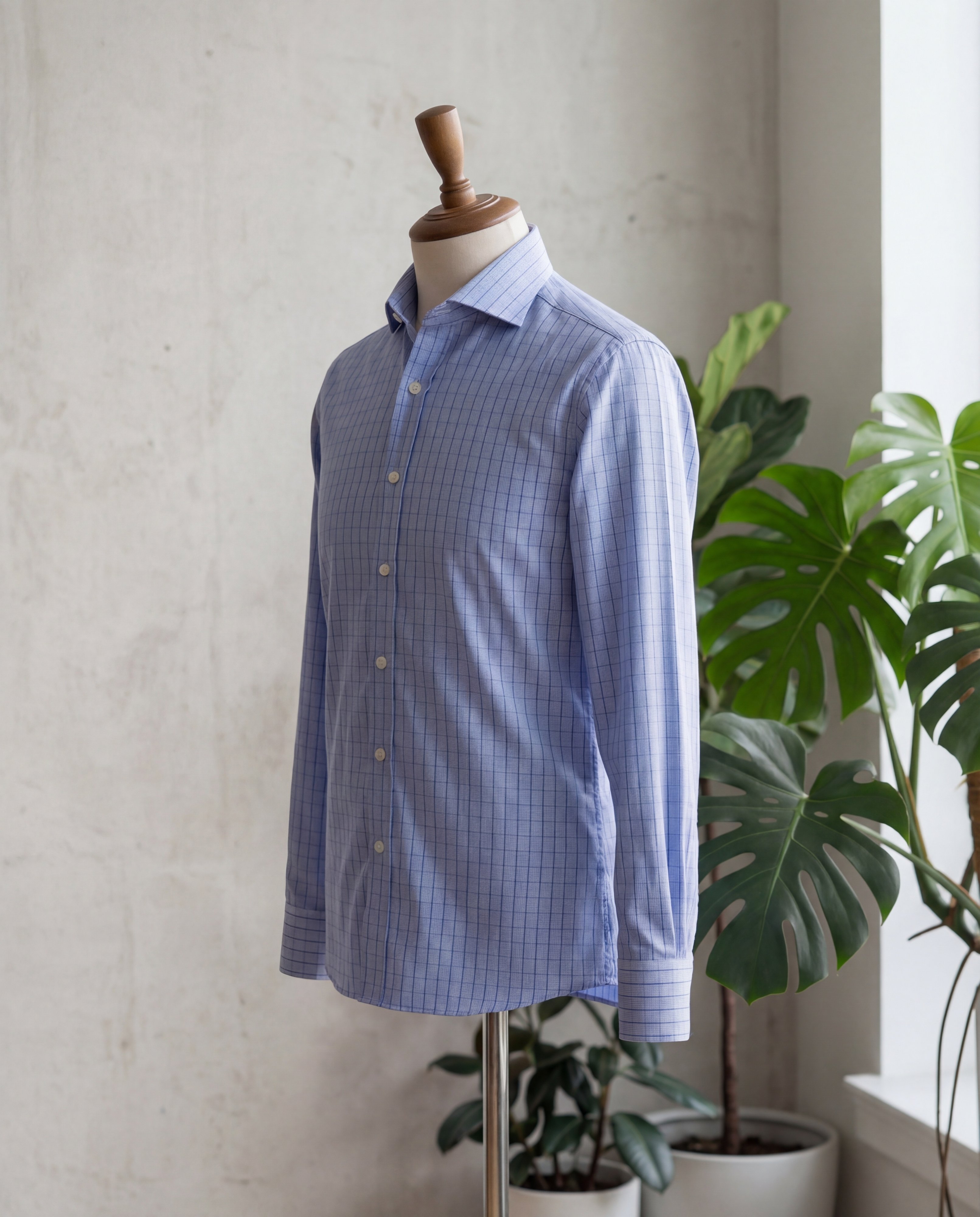 Navy Chambray Stripe Cotton Shirt - Additional view 3