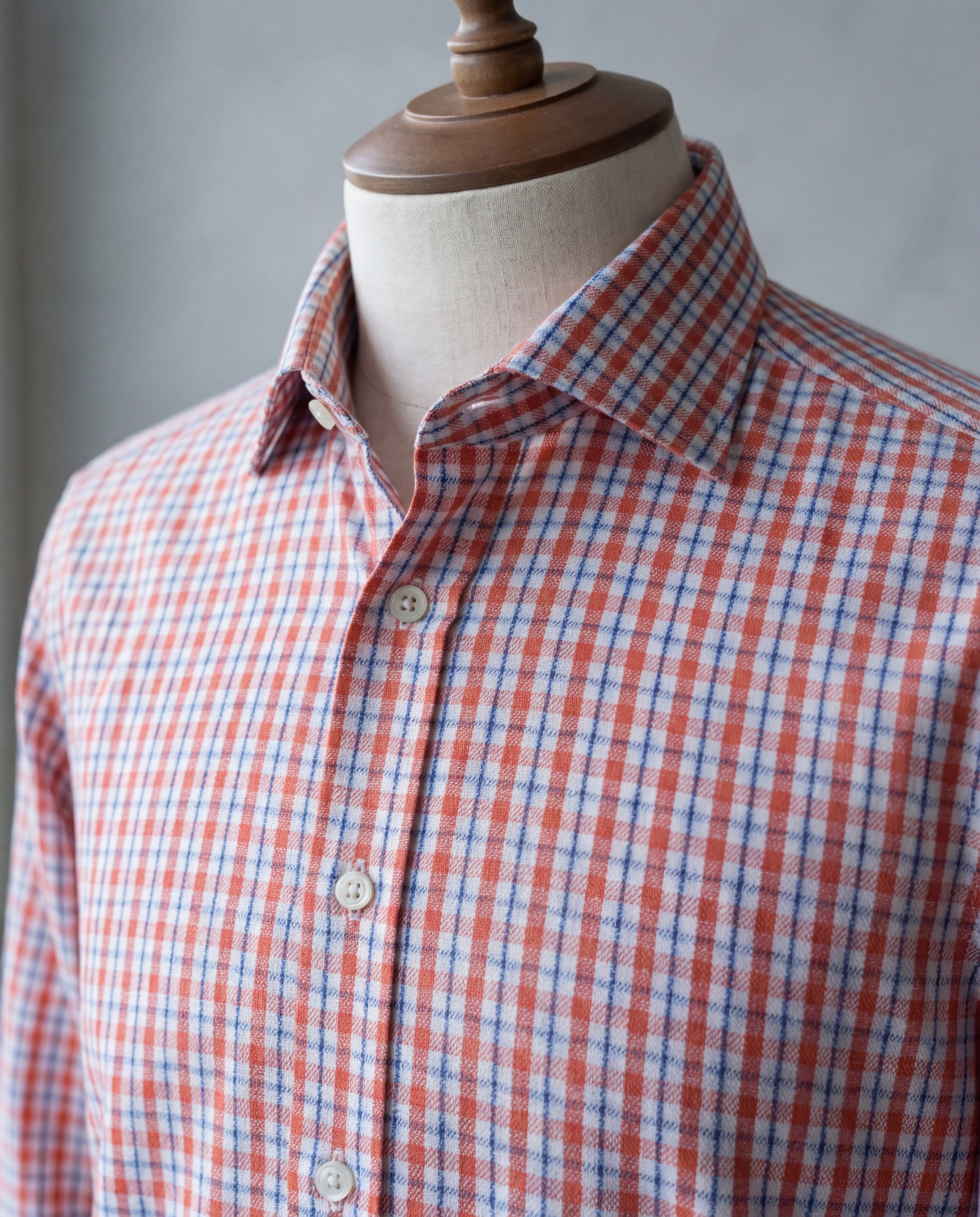 Orange Tonal Stripe Cotton Shirt - Additional view 3