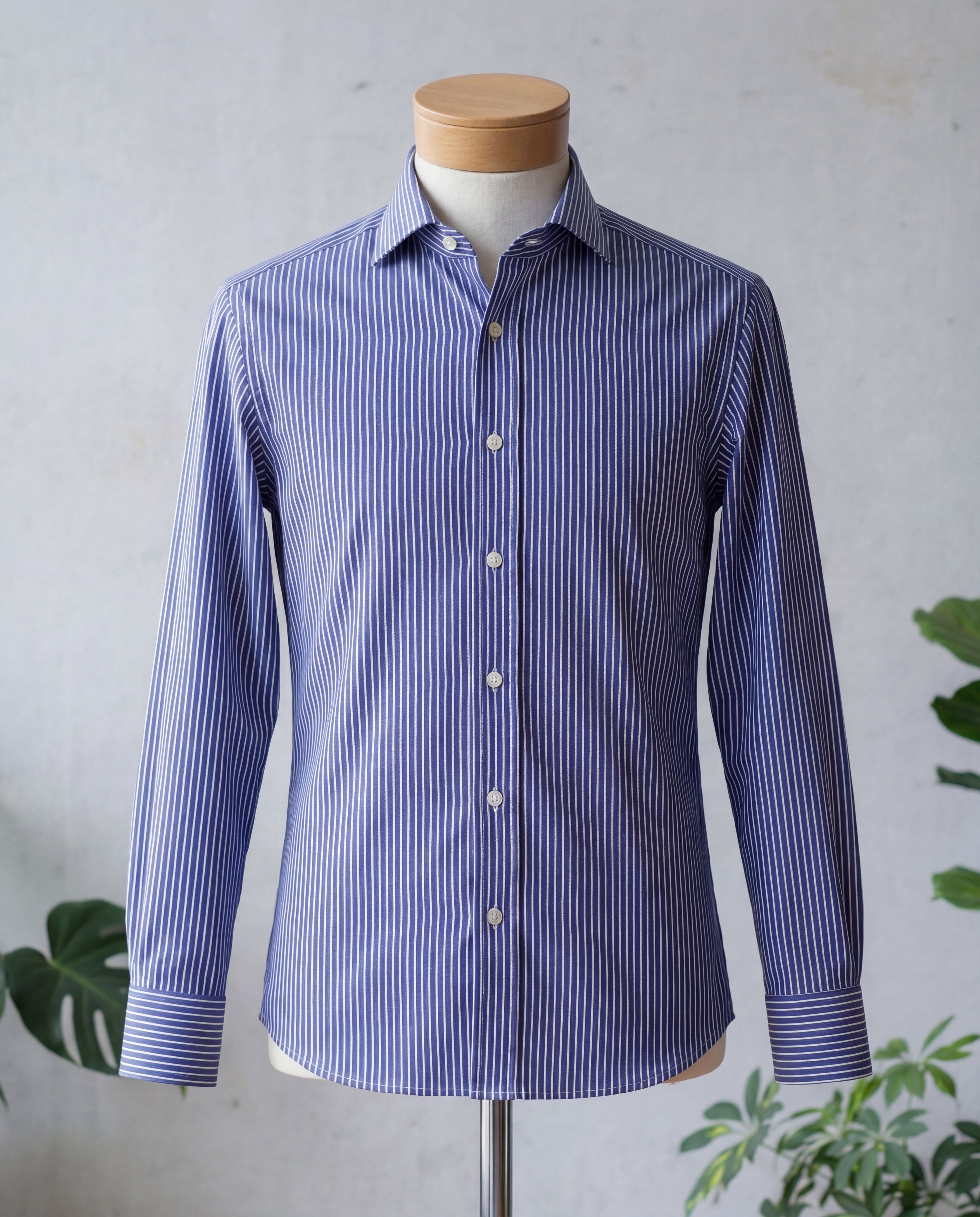 Navy Reverse Stripe Cotton Shirt - Additional view 3