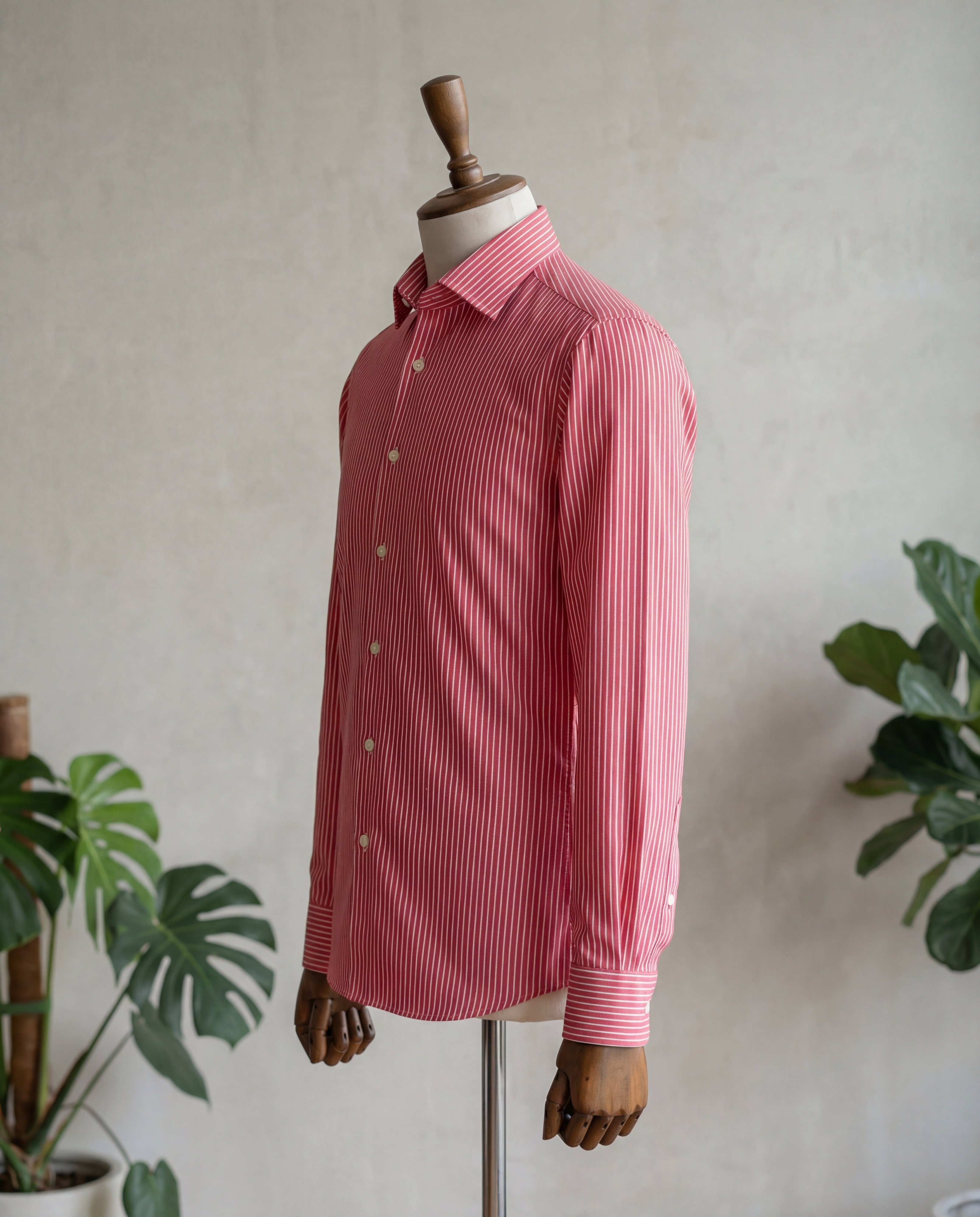Red Reverse Stripe Cotton Shirt - Additional view 3