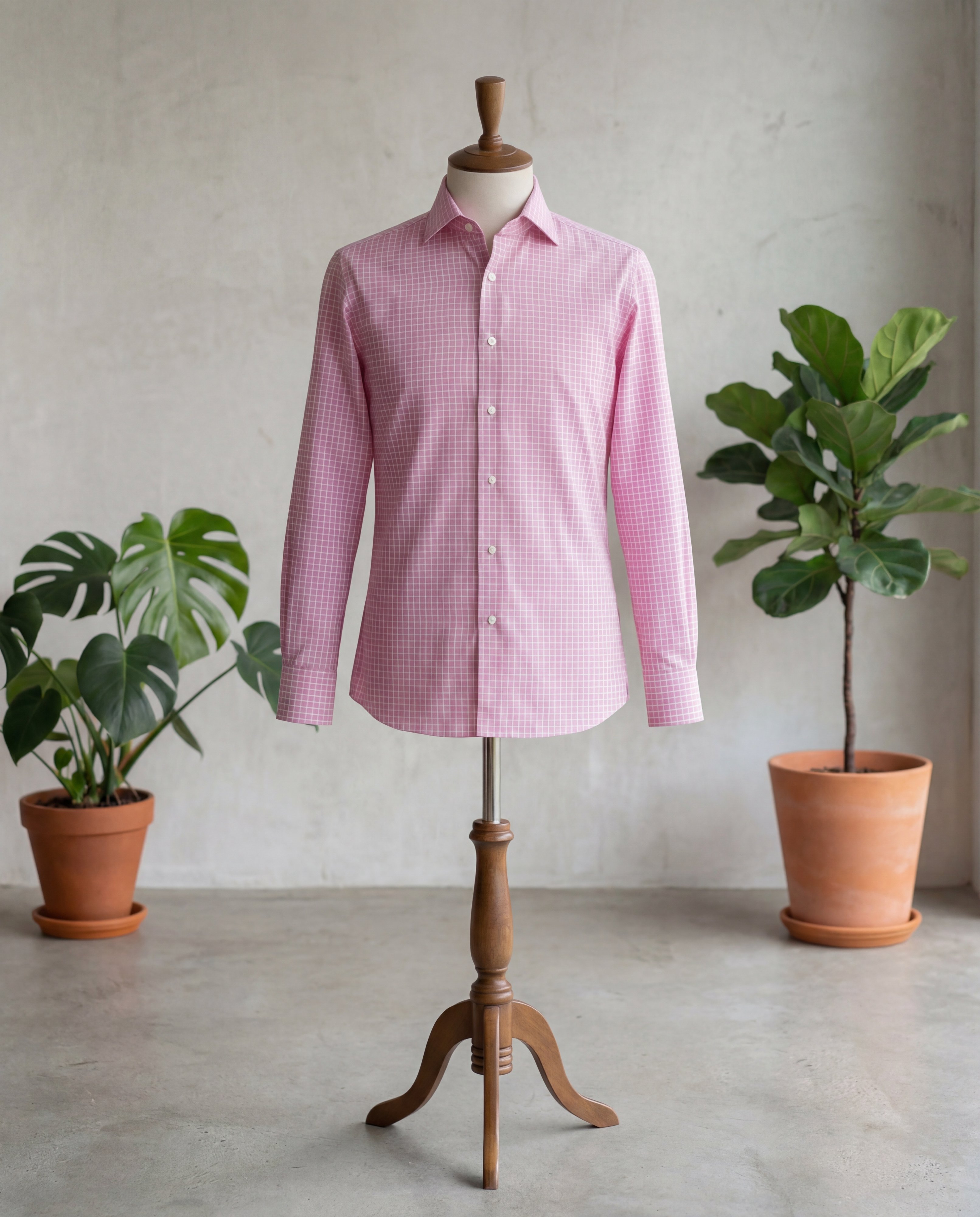 Pink Graph Check Cotton Shirt - Additional view 1