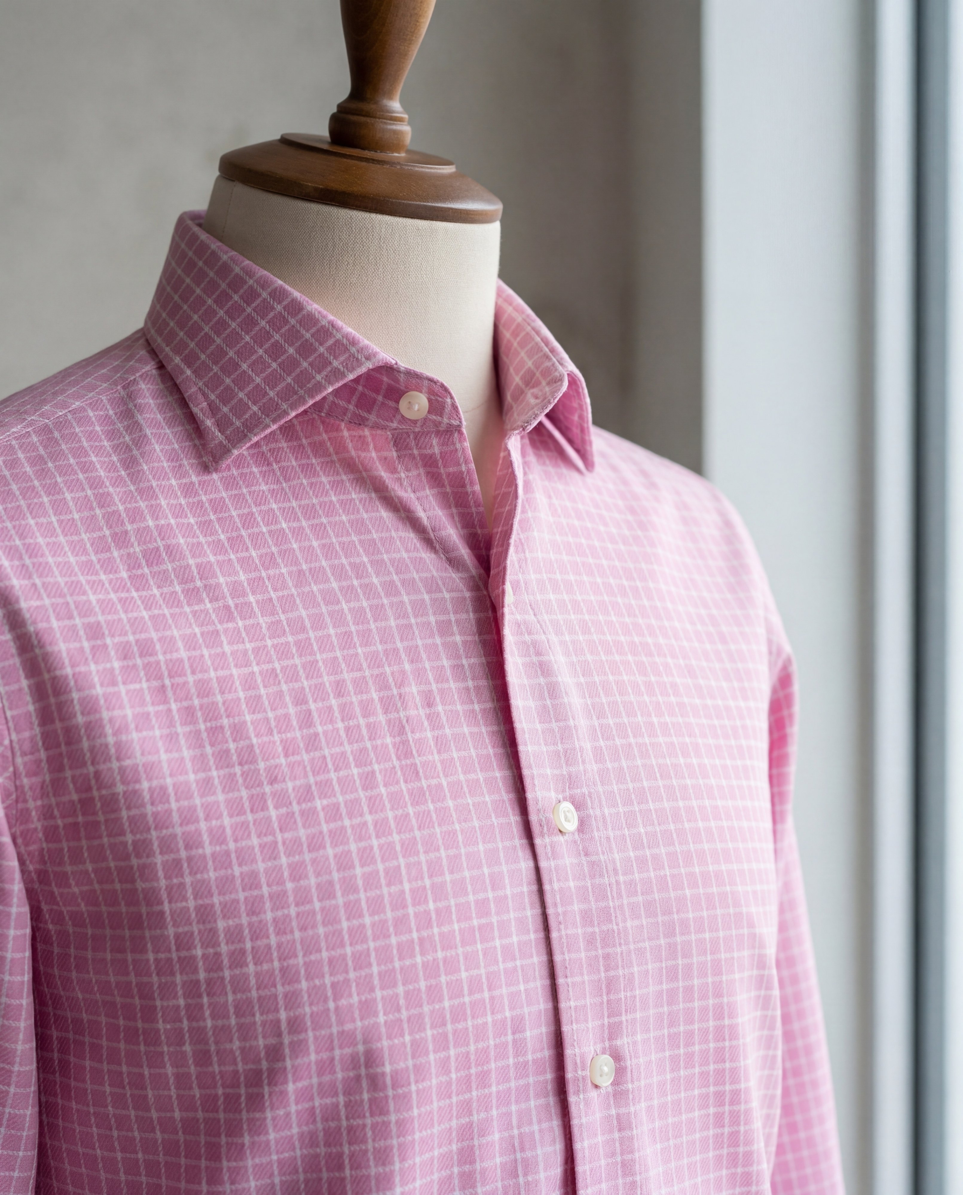 Pink Graph Check Cotton Shirt - Additional view 3