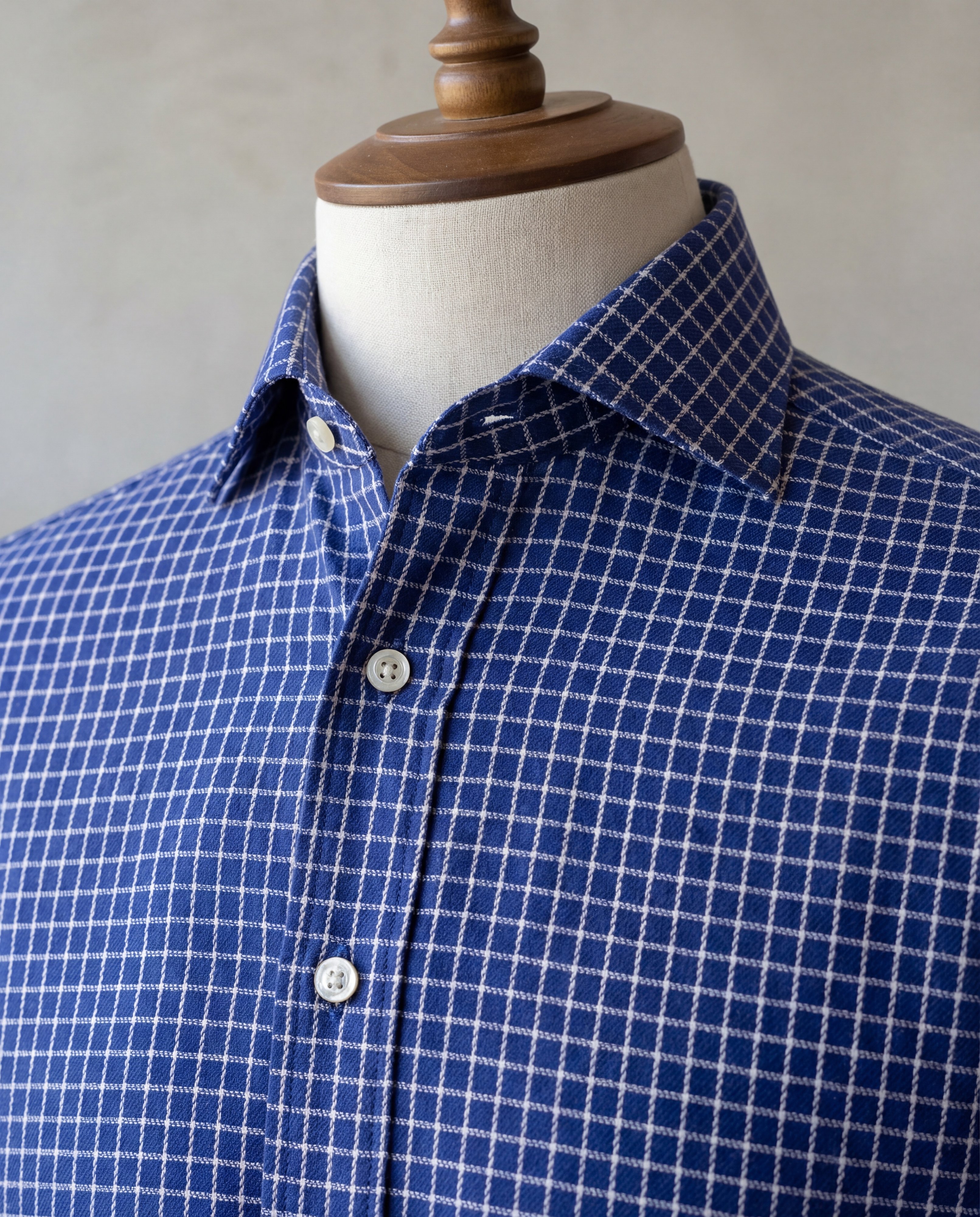 Navy Graph Check Cotton Shirt - Additional view 2