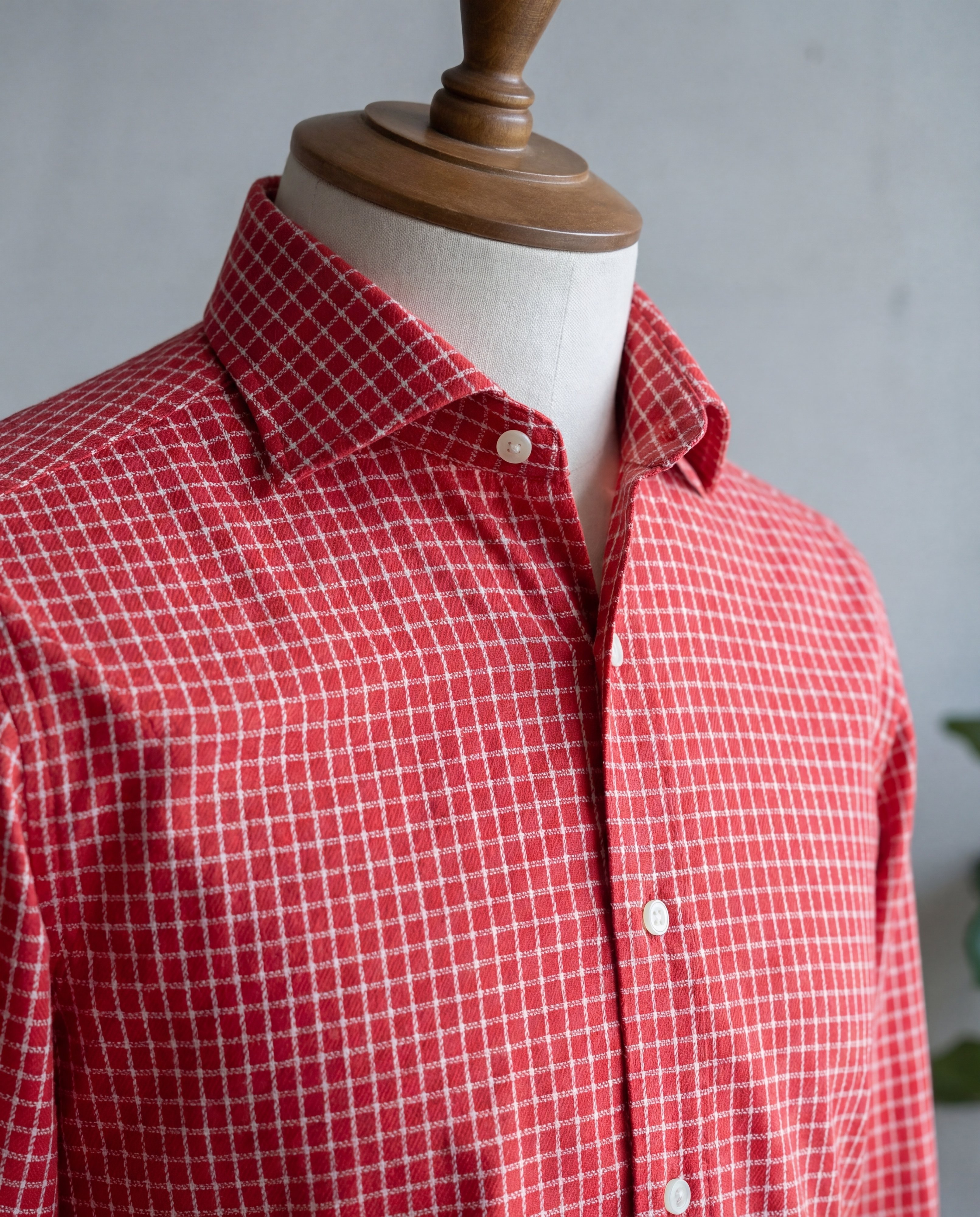 Red Graph Check Cotton Shirt - Additional view 1